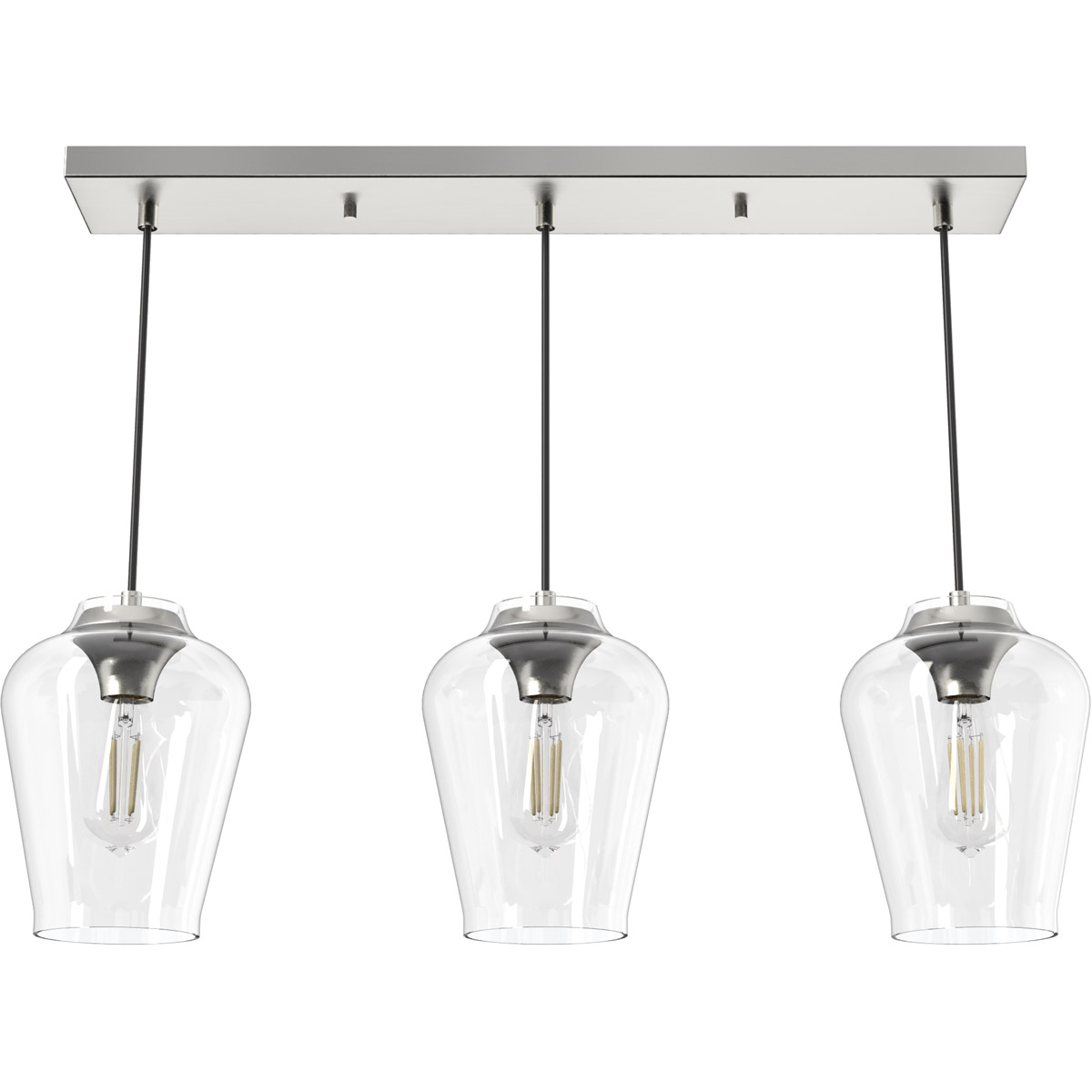 Vidria 3 Light 7 inch Brushed Nickel Linear Cluster Pendant Ceiling Light