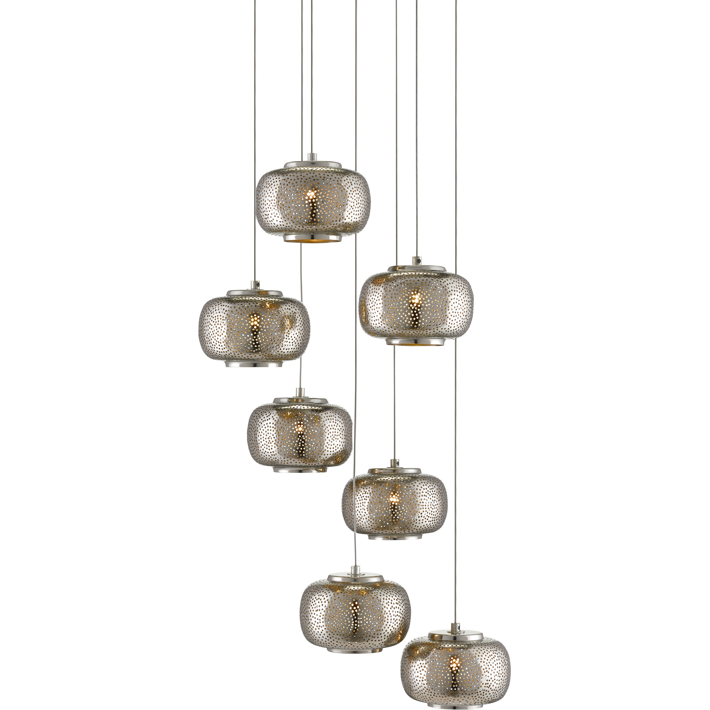 Pepper 7 Light 14.25 inch Silver Multi-Drop Pendant Ceiling Light