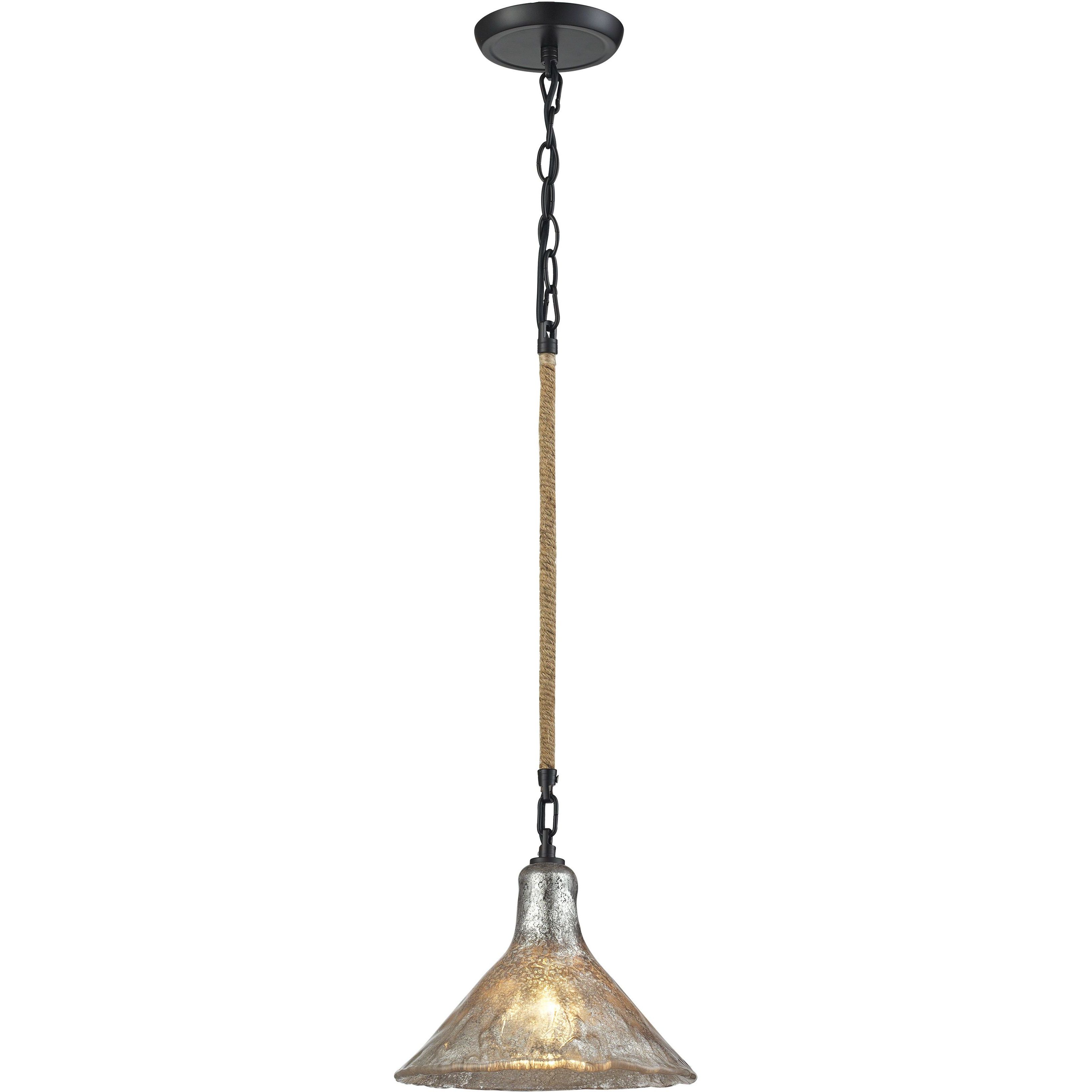 Hand Formed Glass 1 Light 10 inch Oil Rubbed Bronze Mini Pendant Ceiling Light