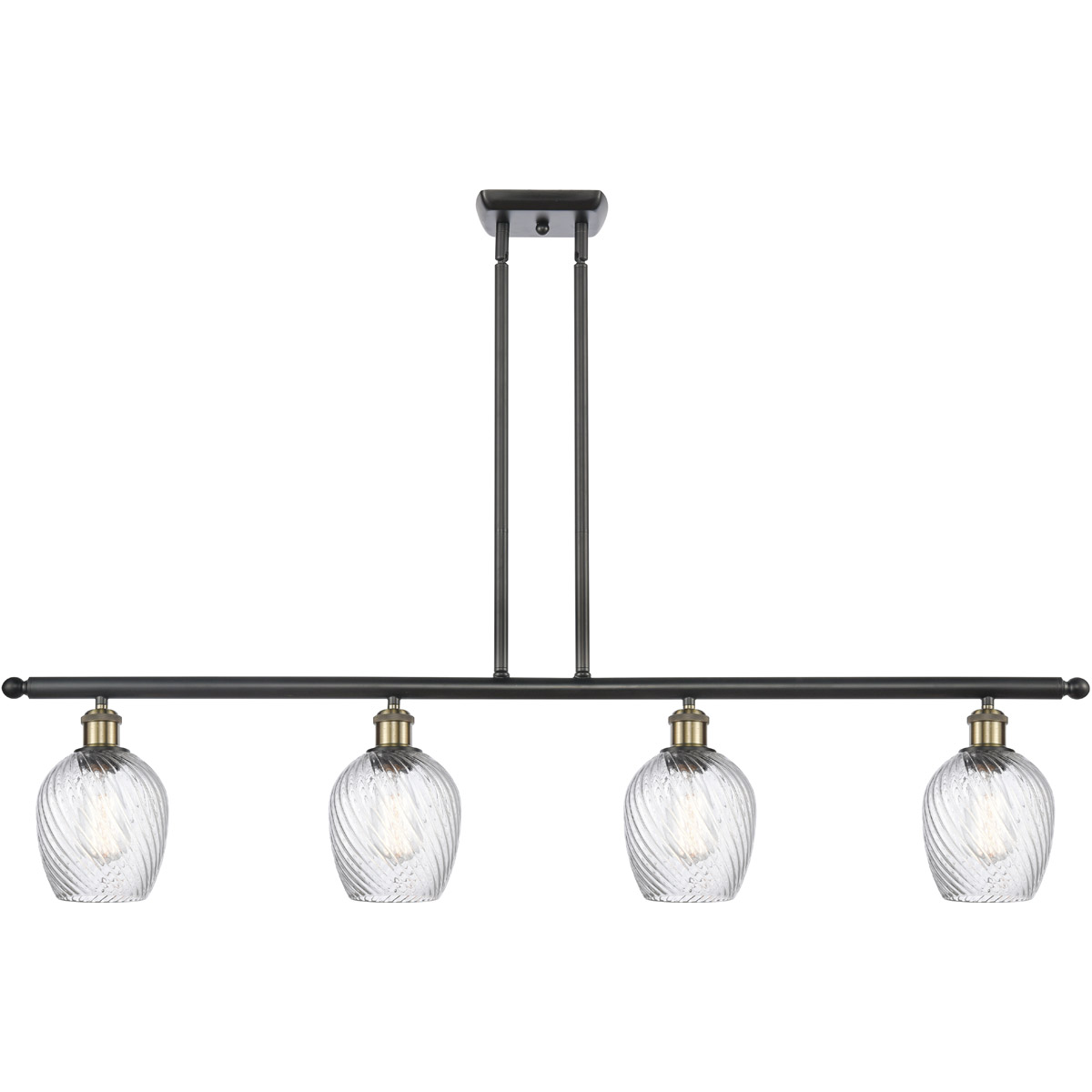 Ballston Salina 4 Light 48 inch Black Antique Brass Island Light Ceiling Light, Ballston