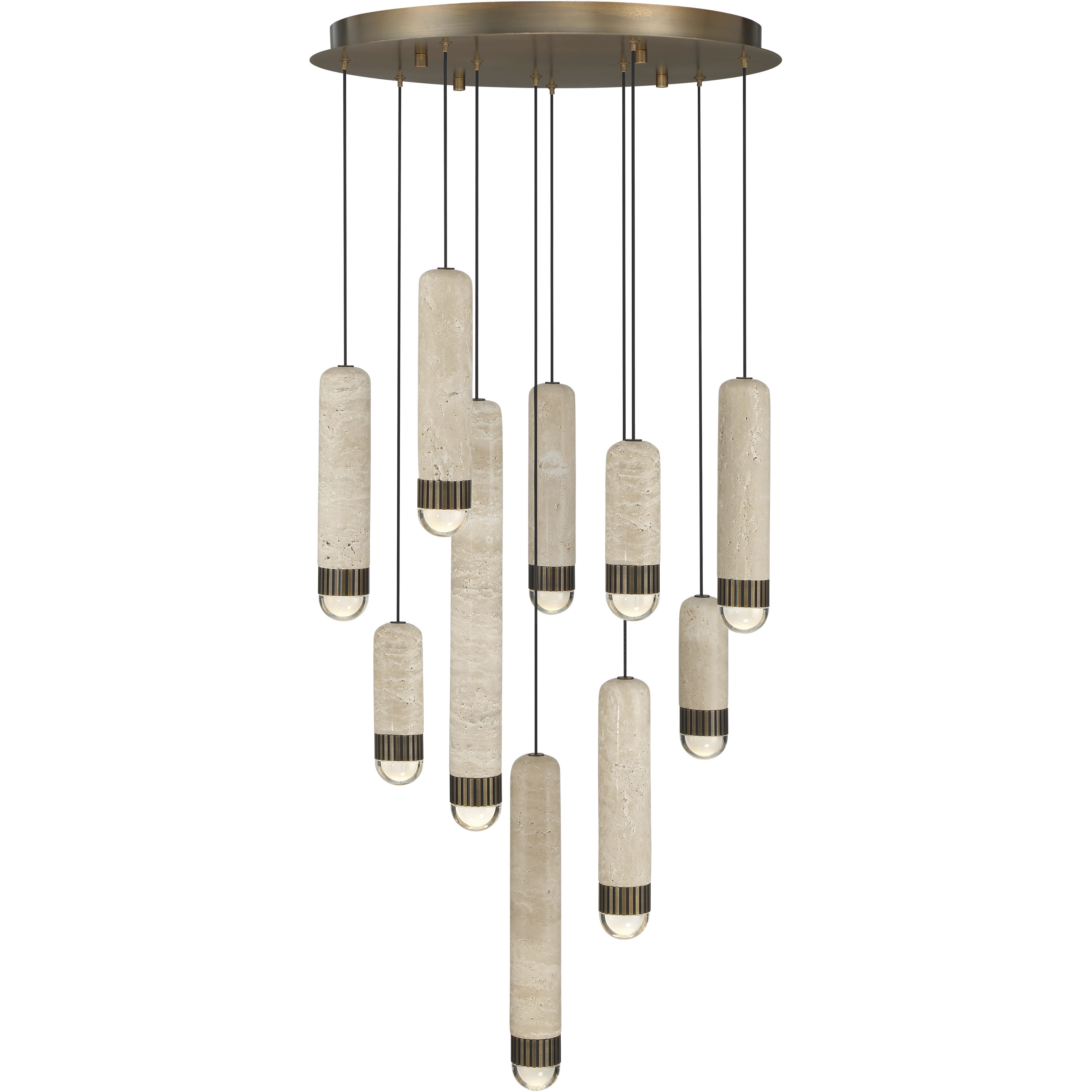 Cambre LED 22 inch Antique Brass Multi Drop Chandelier Ceiling Light