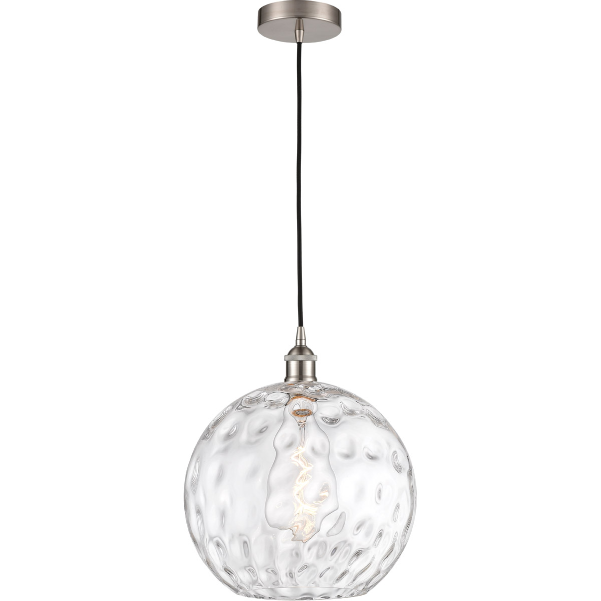 Edison Athens Water Glass LED 12 inch Brushed Satin Nickel Mini Pendant Ceiling Light