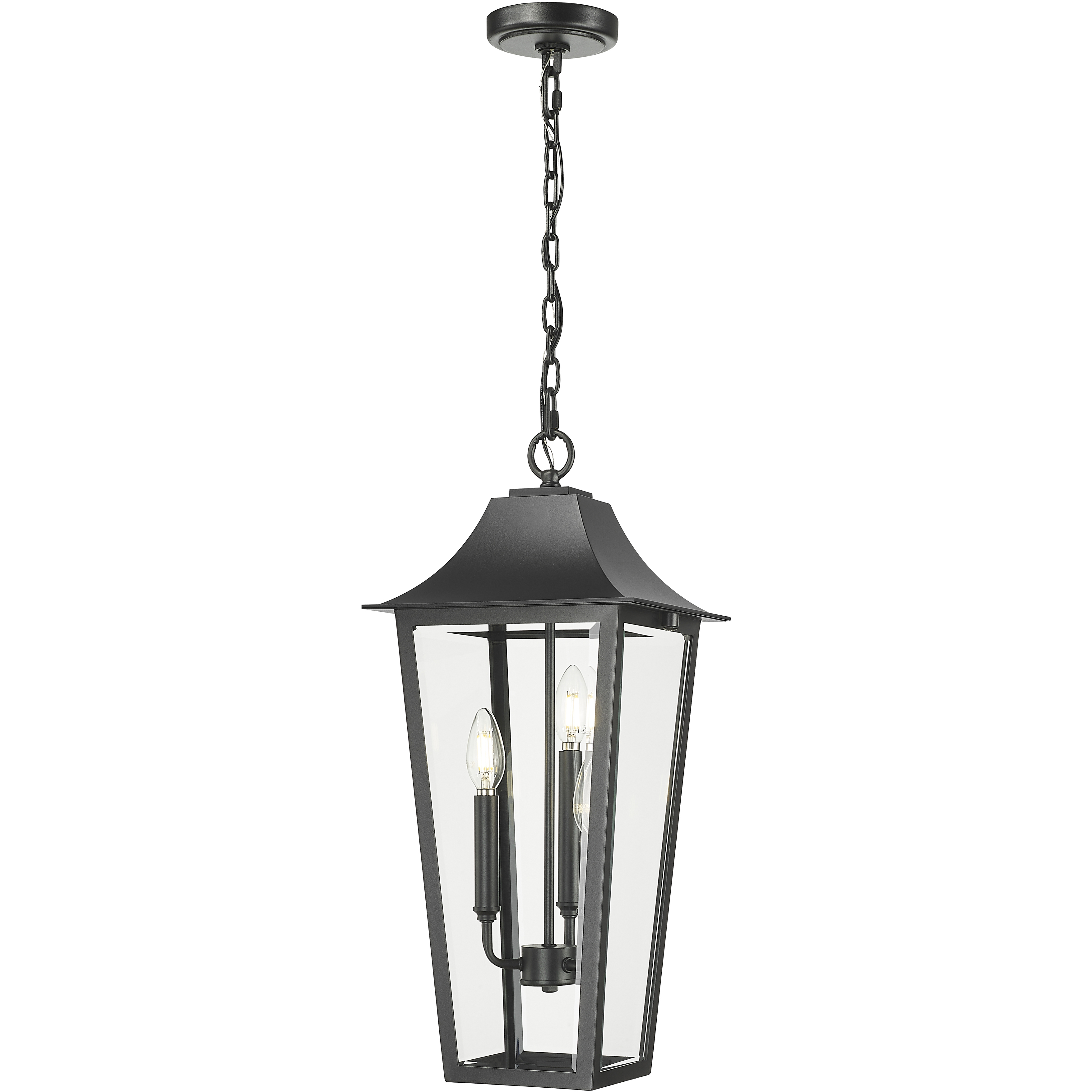 Gannon 3 Light 10 inch Black Outdoor Chain Mount Ceiling Fixture in G9
