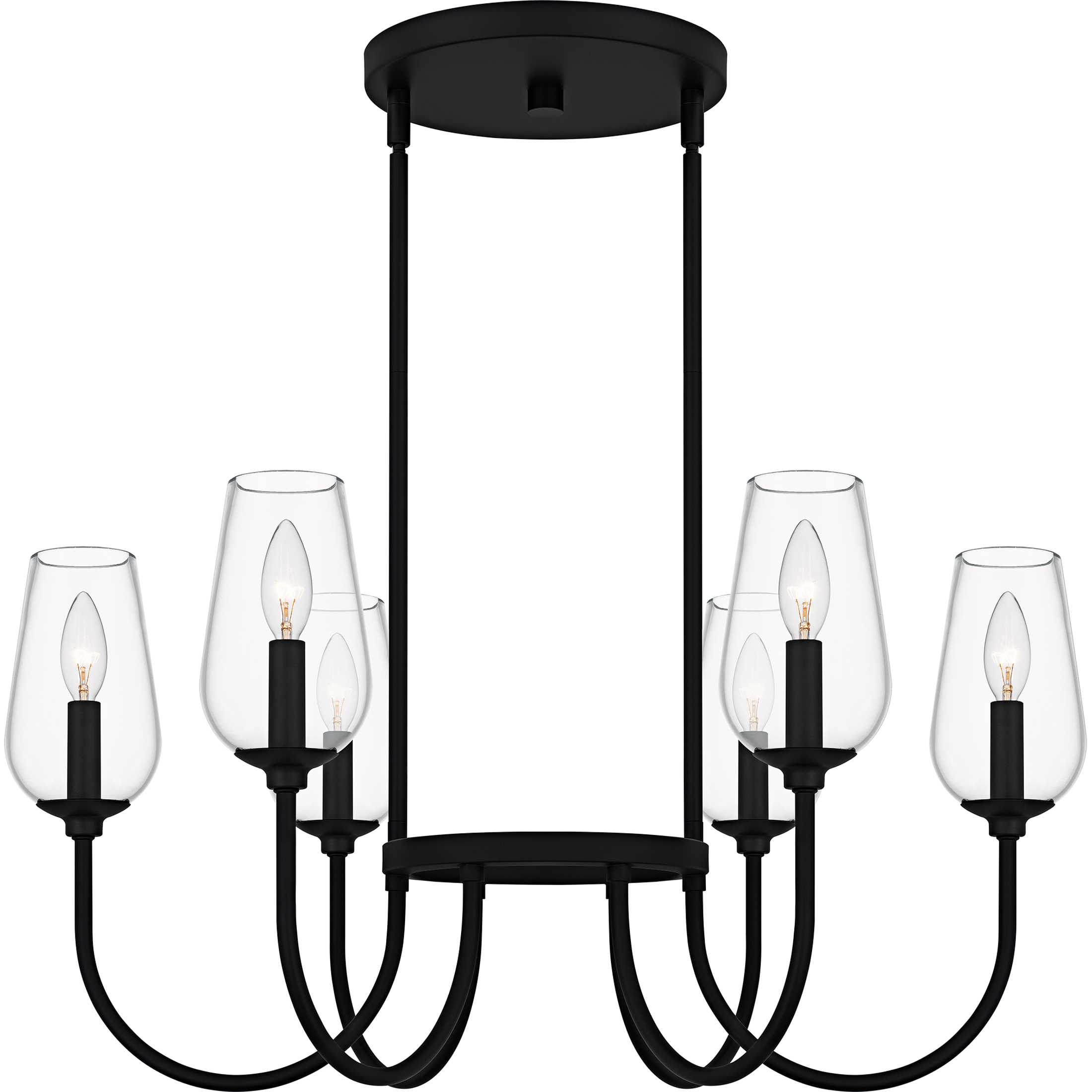 Viscount 6 Light 28 inch Matte Black Chandelier Ceiling Light