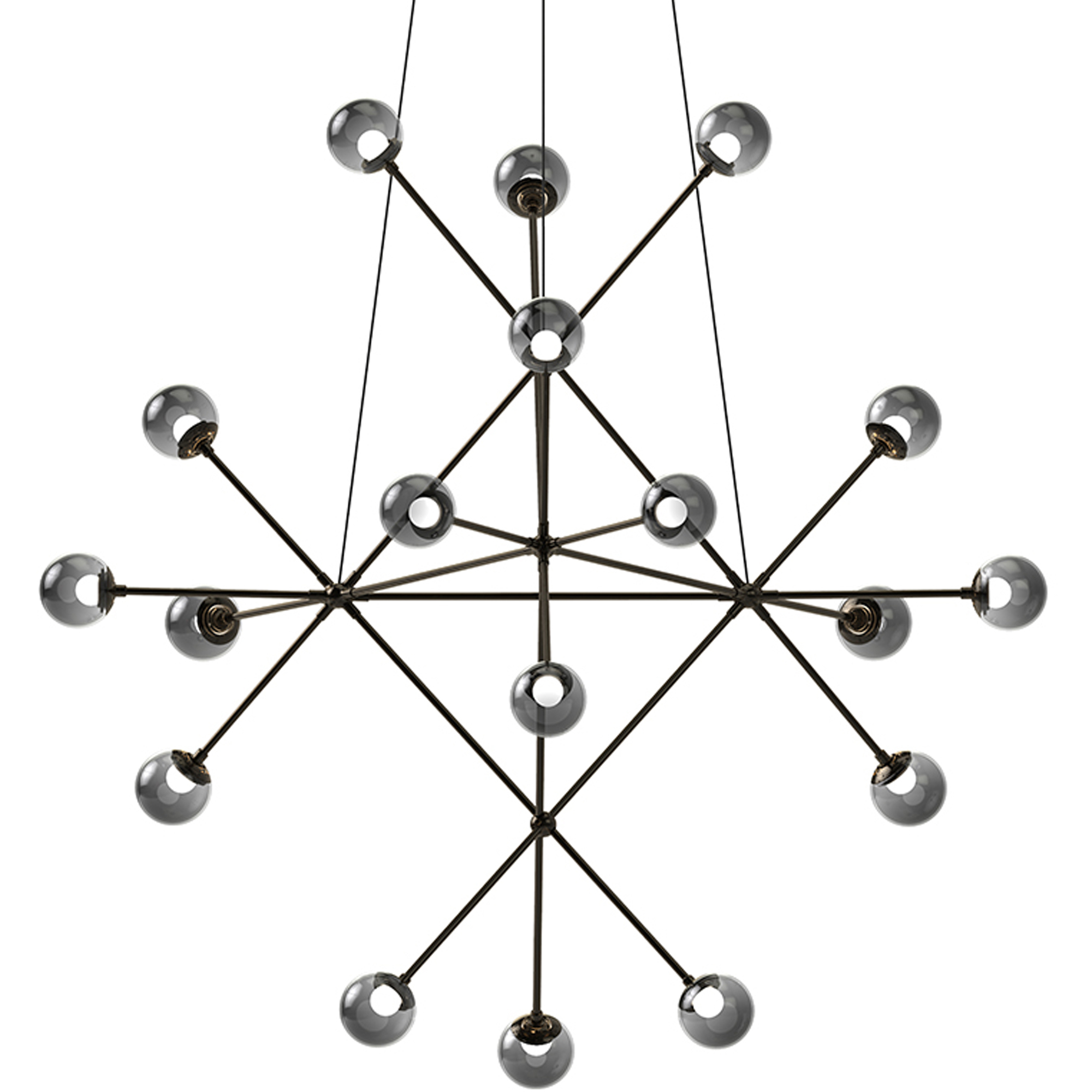 Proton LED 40 inch Polished Black Nickel Pendant Ceiling Light in Smoke Glass