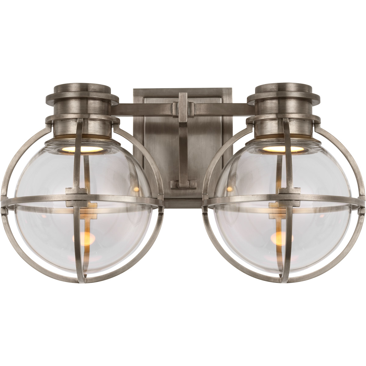 Chapman & Myers Gracie LED 14.25 inch Antique Nickel Double Bath Sconce Wall Light