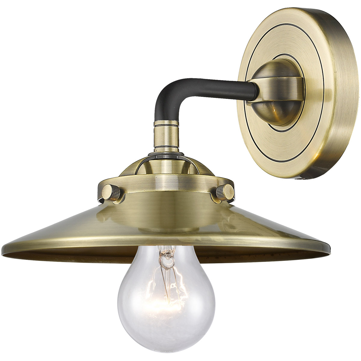 Nouveau Railroad 1 Light 8 inch Black Antique Brass Sconce Wall Light, Nouveau