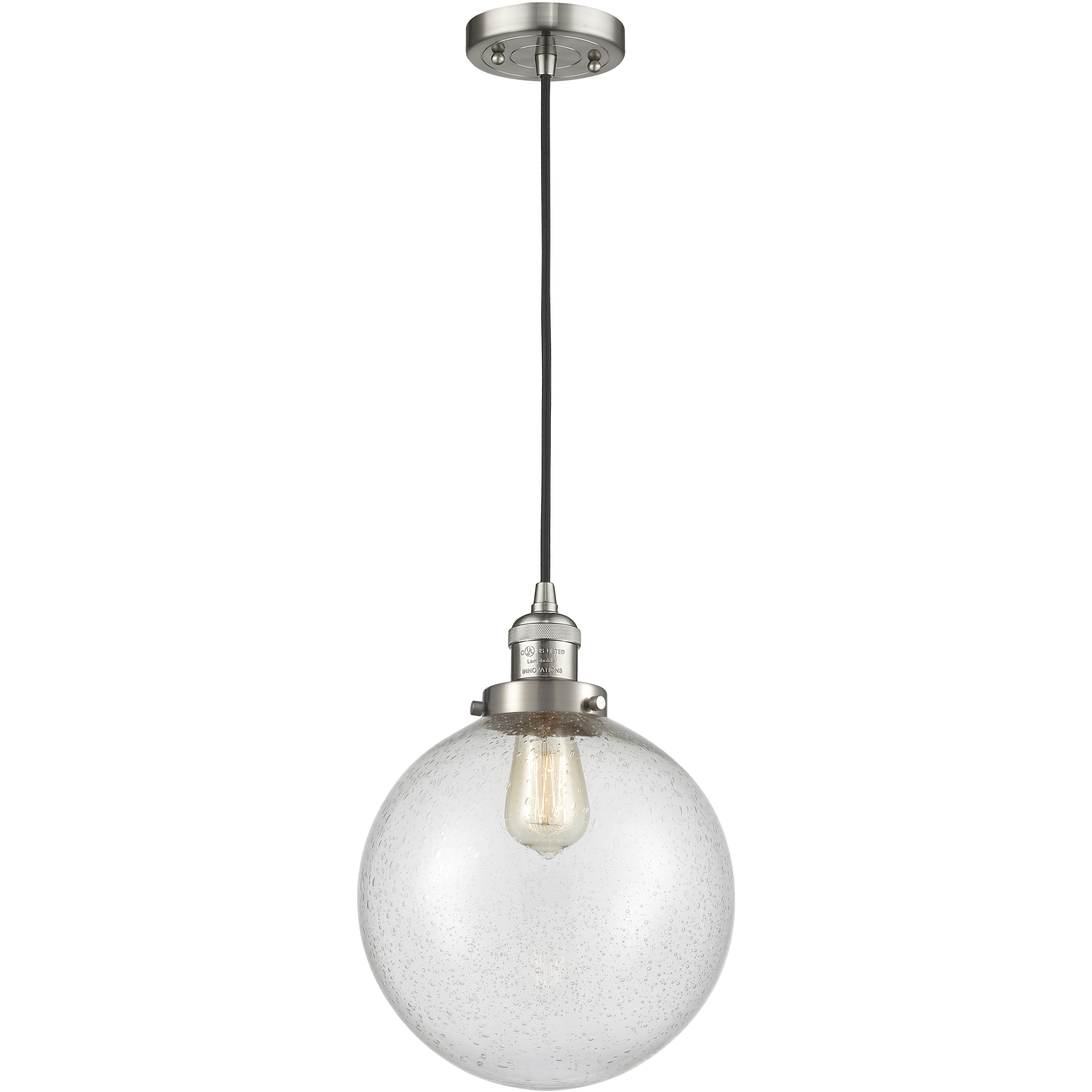 Franklin Restoration Beacon 1 Light 10 inch Brushed Satin Nickel Mini Pendant Ceiling Light in Incandescent, Seedy, Franklin Restoration