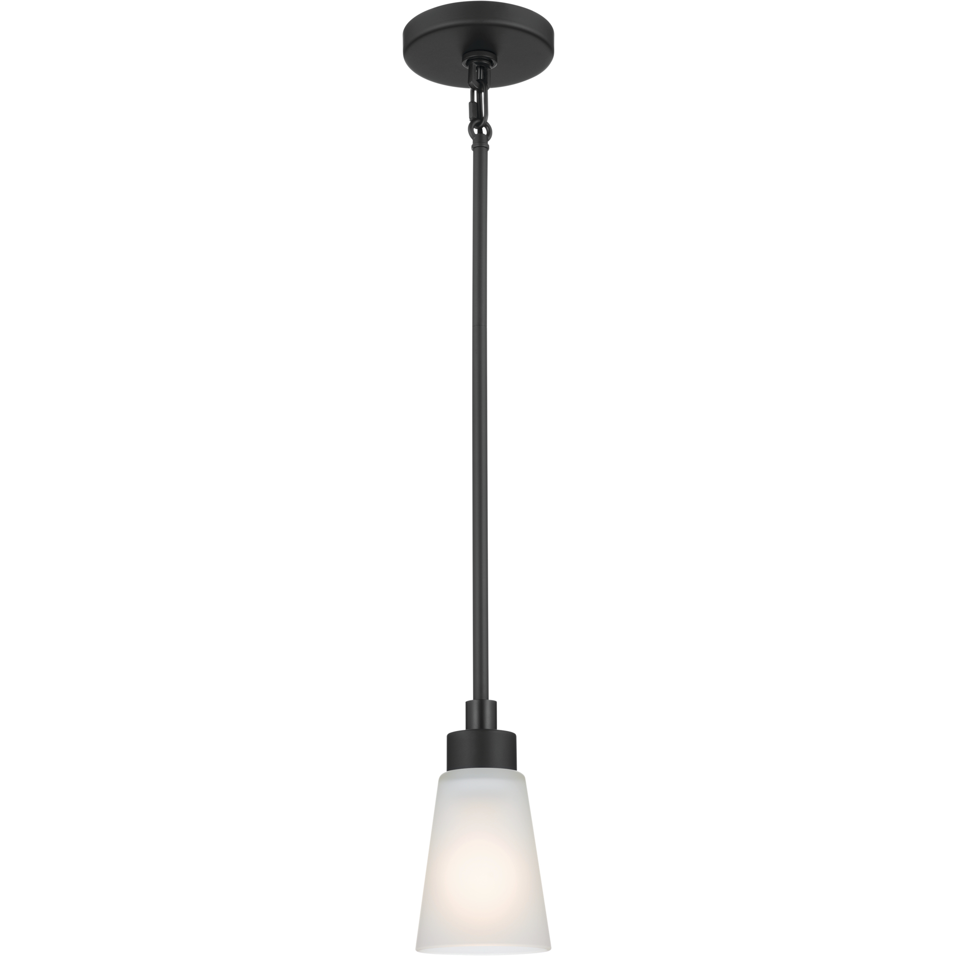 Erma 1 Light Black Mini Pendant Ceiling Light in Satin Etched Glass