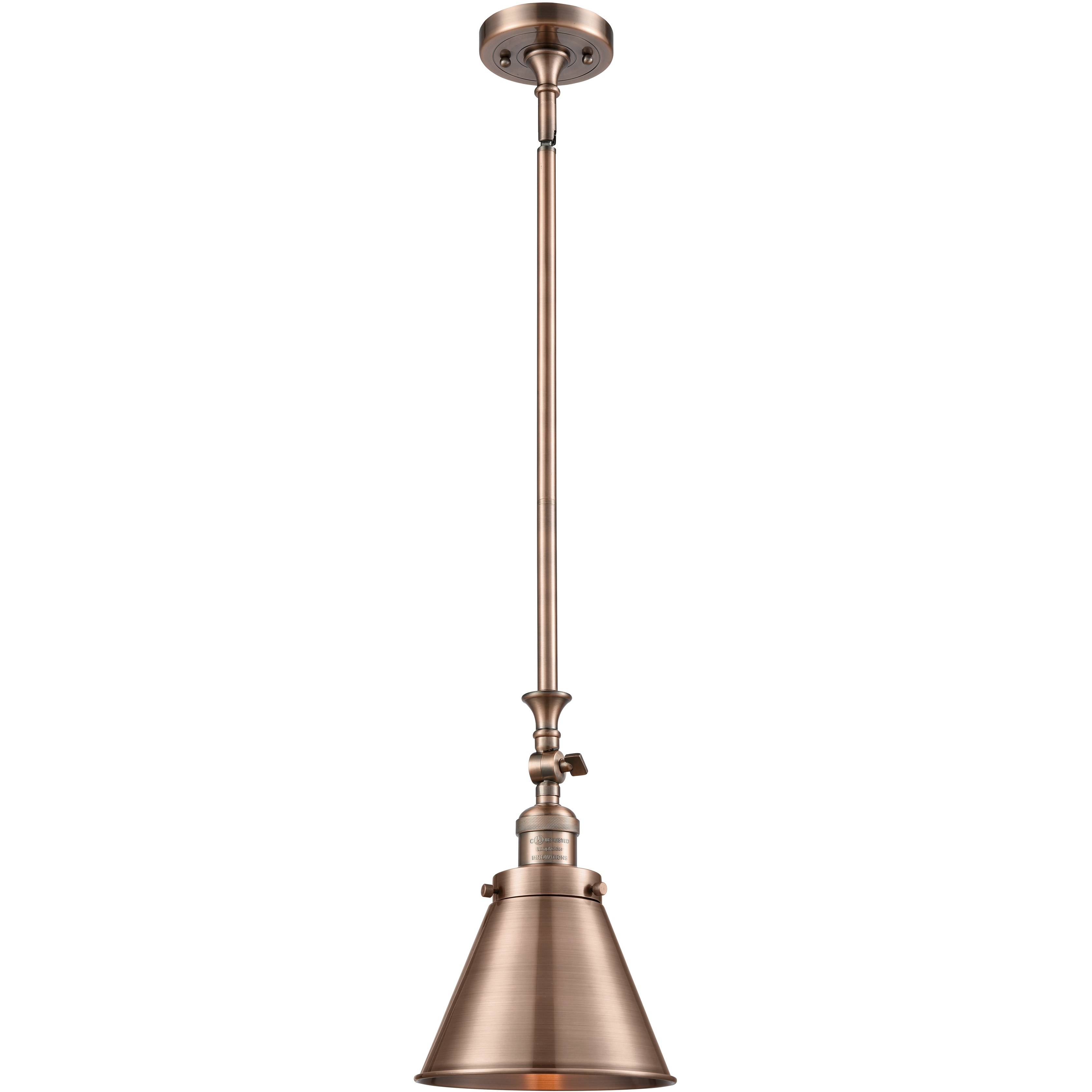 Franklin Restoration Appalachian LED 8 inch Antique Copper Mini Pendant Ceiling Light, Franklin Restoration