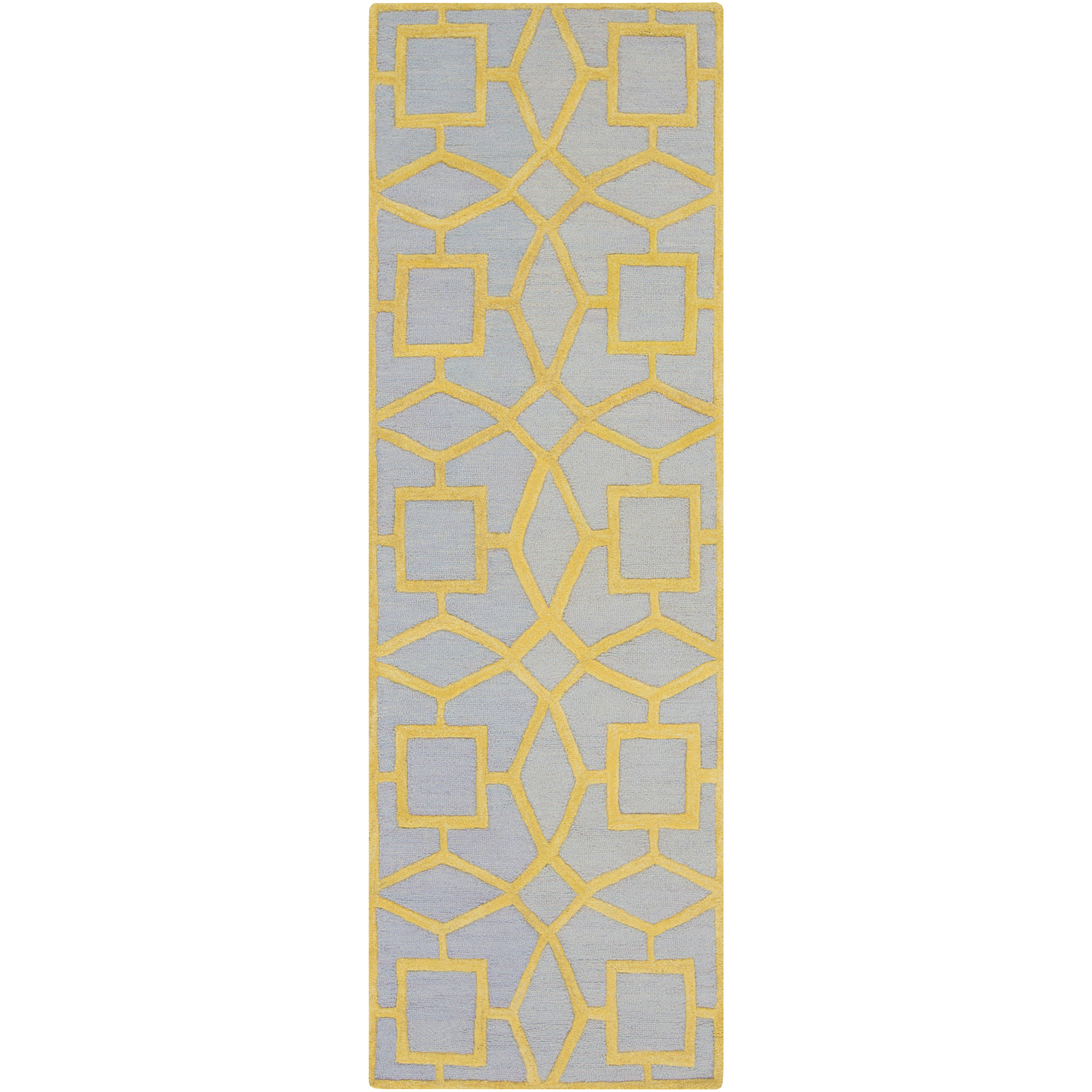 Dream 96 X 30 inch Pale Blue/Mustard Handmade Rug