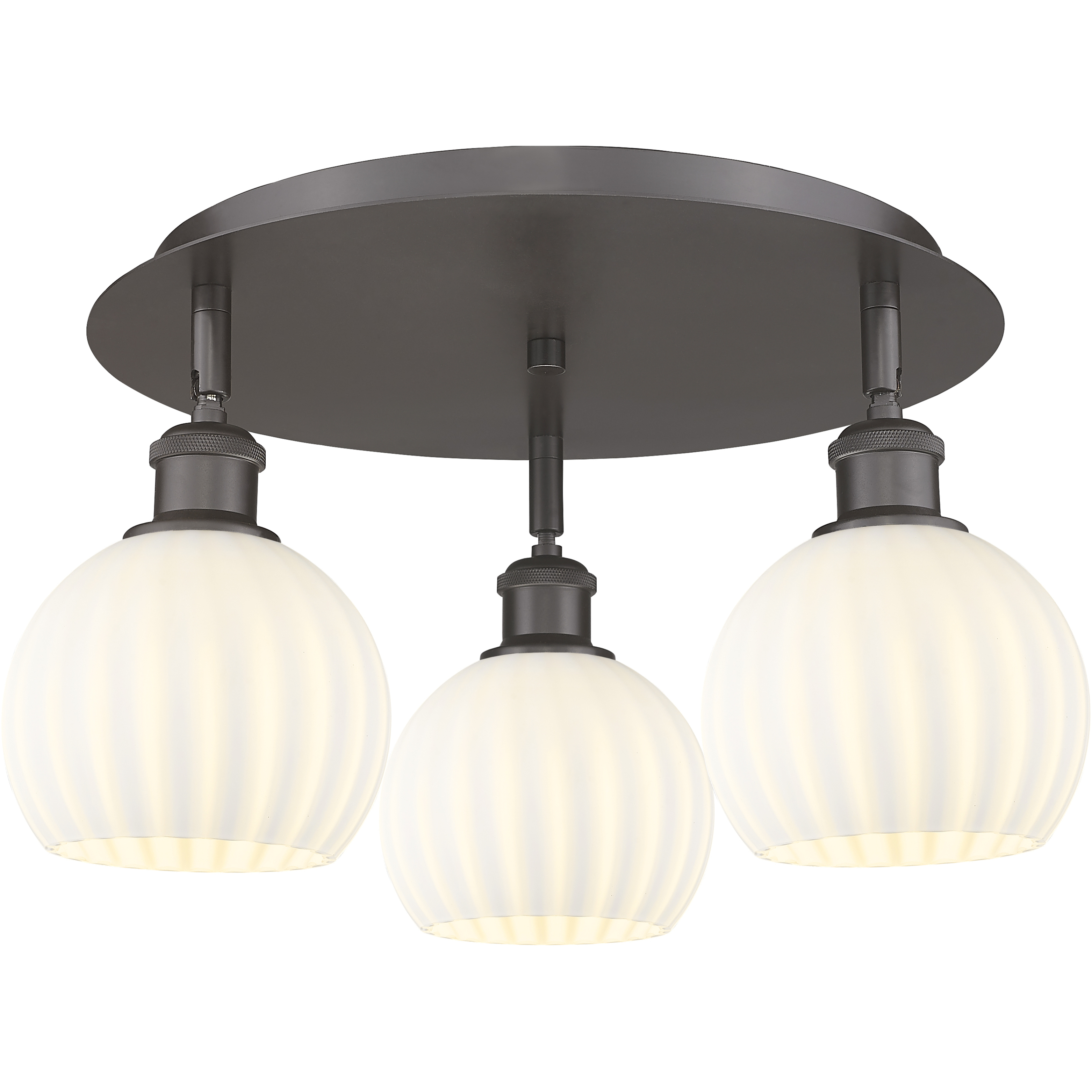 Ballston White Venetian 3 Light 17.75 inch Oil Rubbed Bronze Flush Mount Ceiling Light
