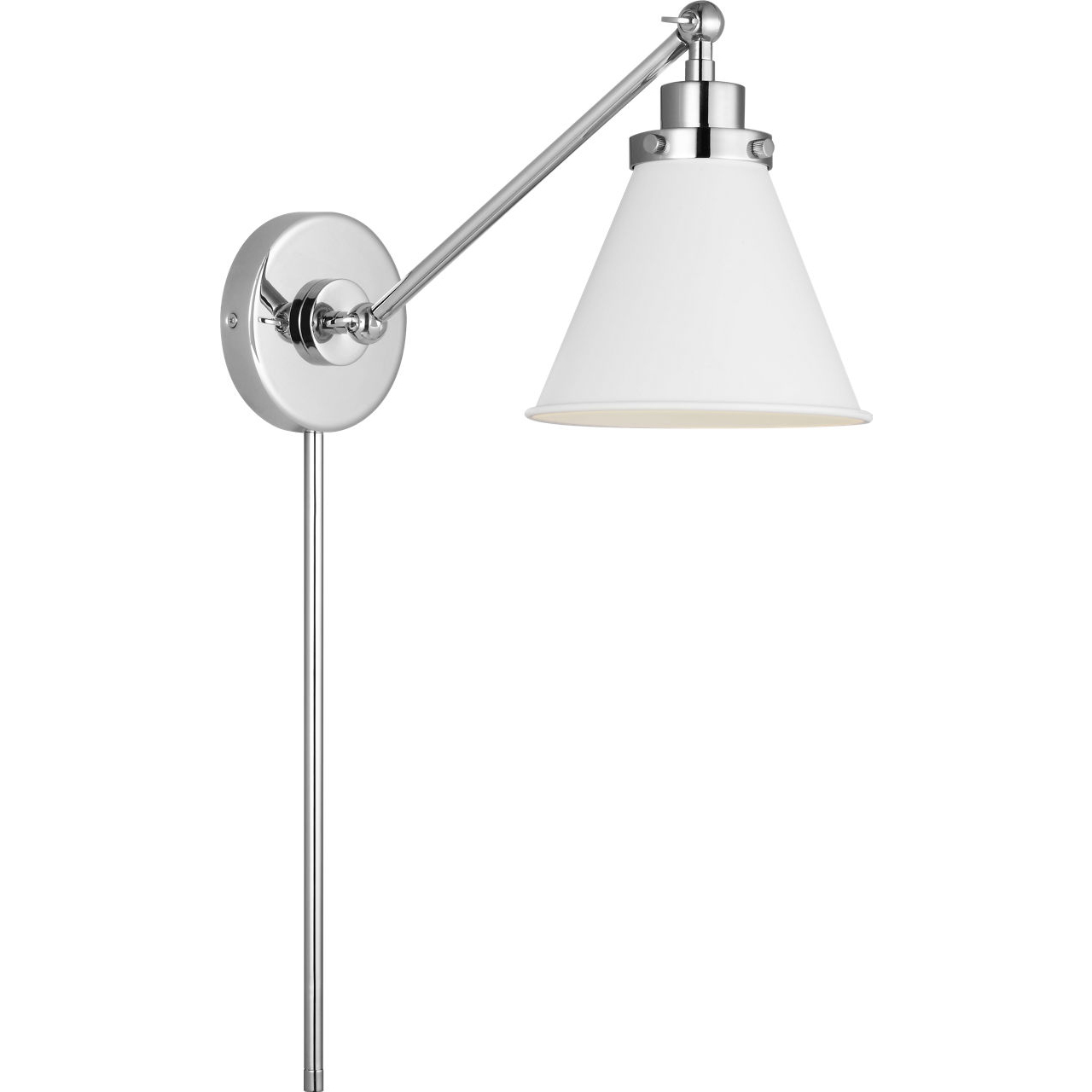 C&M by Chapman & Myers Wellfleet 15.88 inch 75 watt Matte White and Polished Nickel Task Sconce Wall Light in Matte White / Polished Nickel
