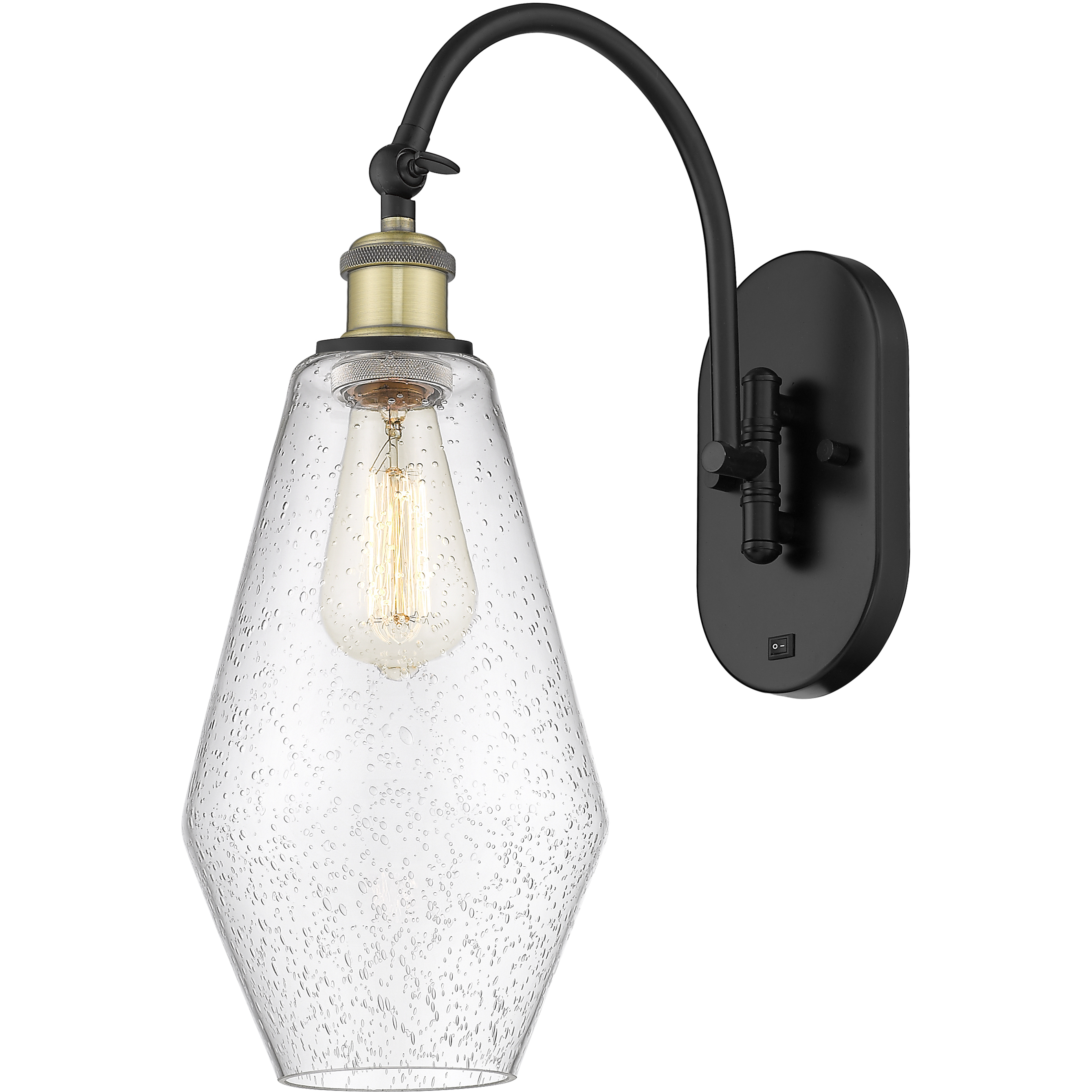 Ballston Cindyrella LED 7 inch Black Antique Brass Sconce Wall Light in Seedy Glass