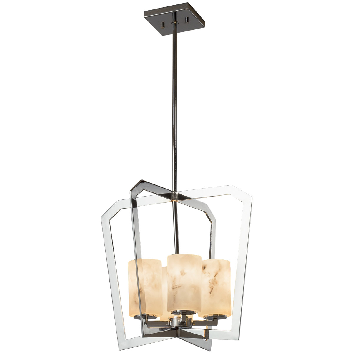 LumenAria 4 Light 18 inch Chandelier Ceiling Light in Polished Chrome, Cylinder with Broken Rim, Incandescent