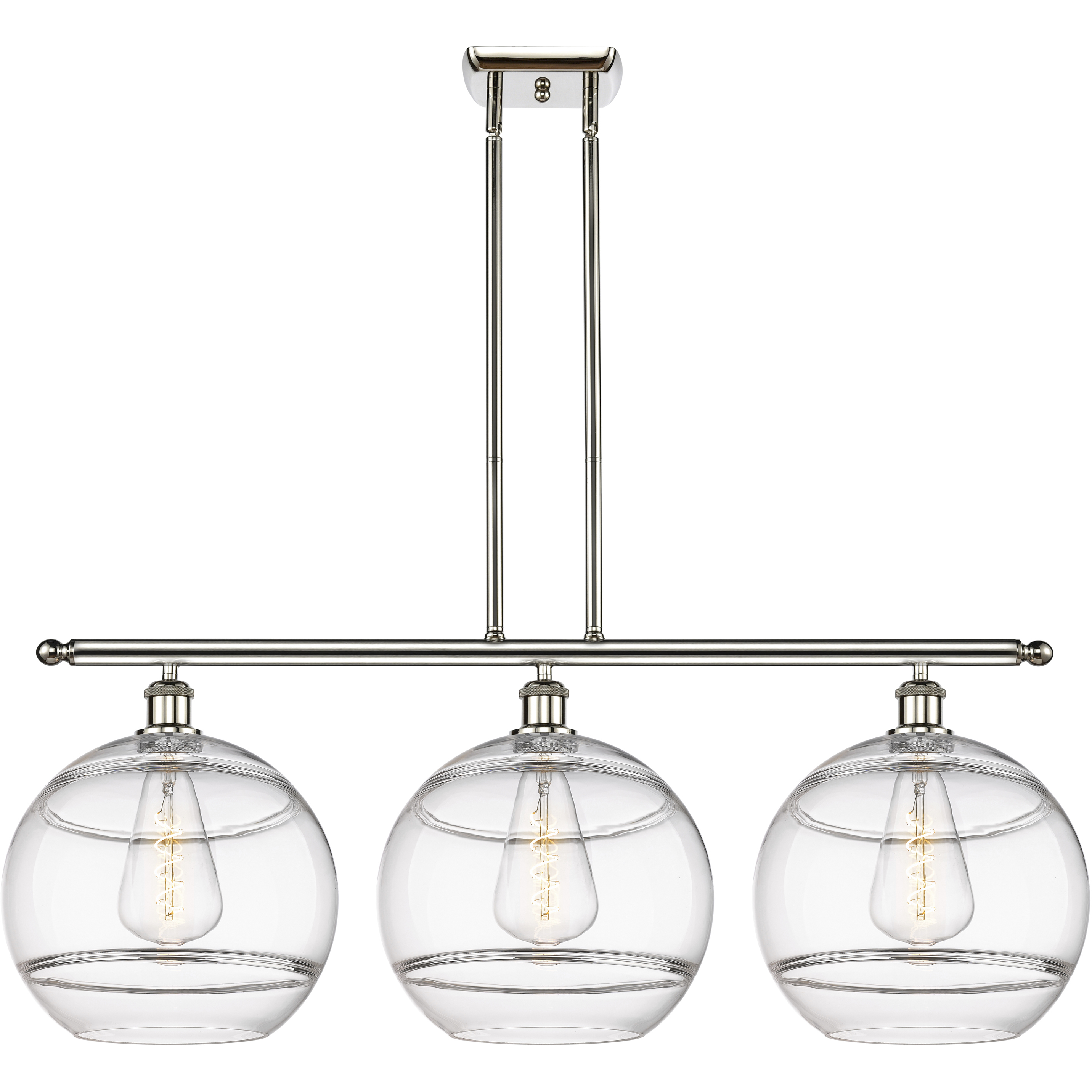 Ballston Rochester 3 Light 38.5 inch Polished Nickel Stem Hung Island Light Ceiling Light