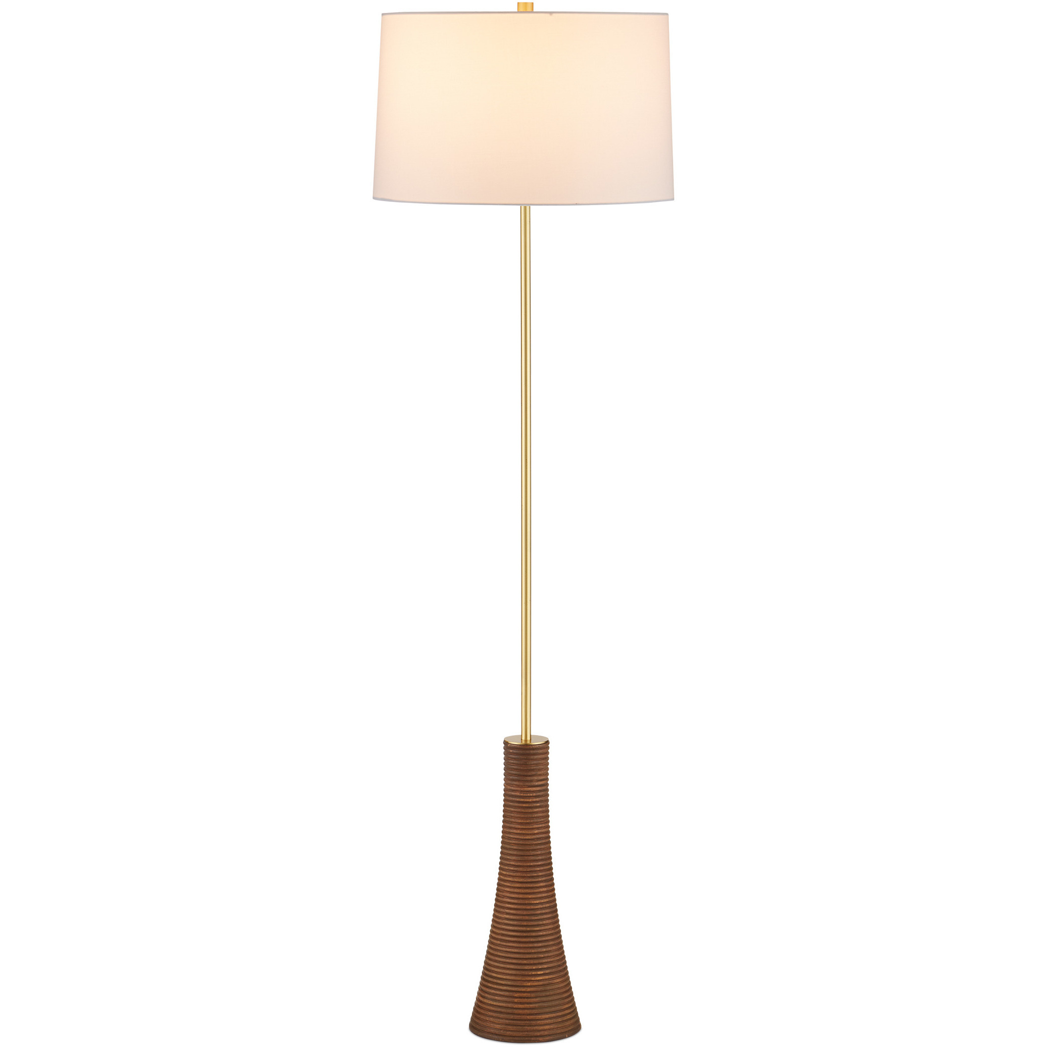 Lathe 62.5 inch 150 watt Natural and Brushed Brass Floor Lamp Portable Light