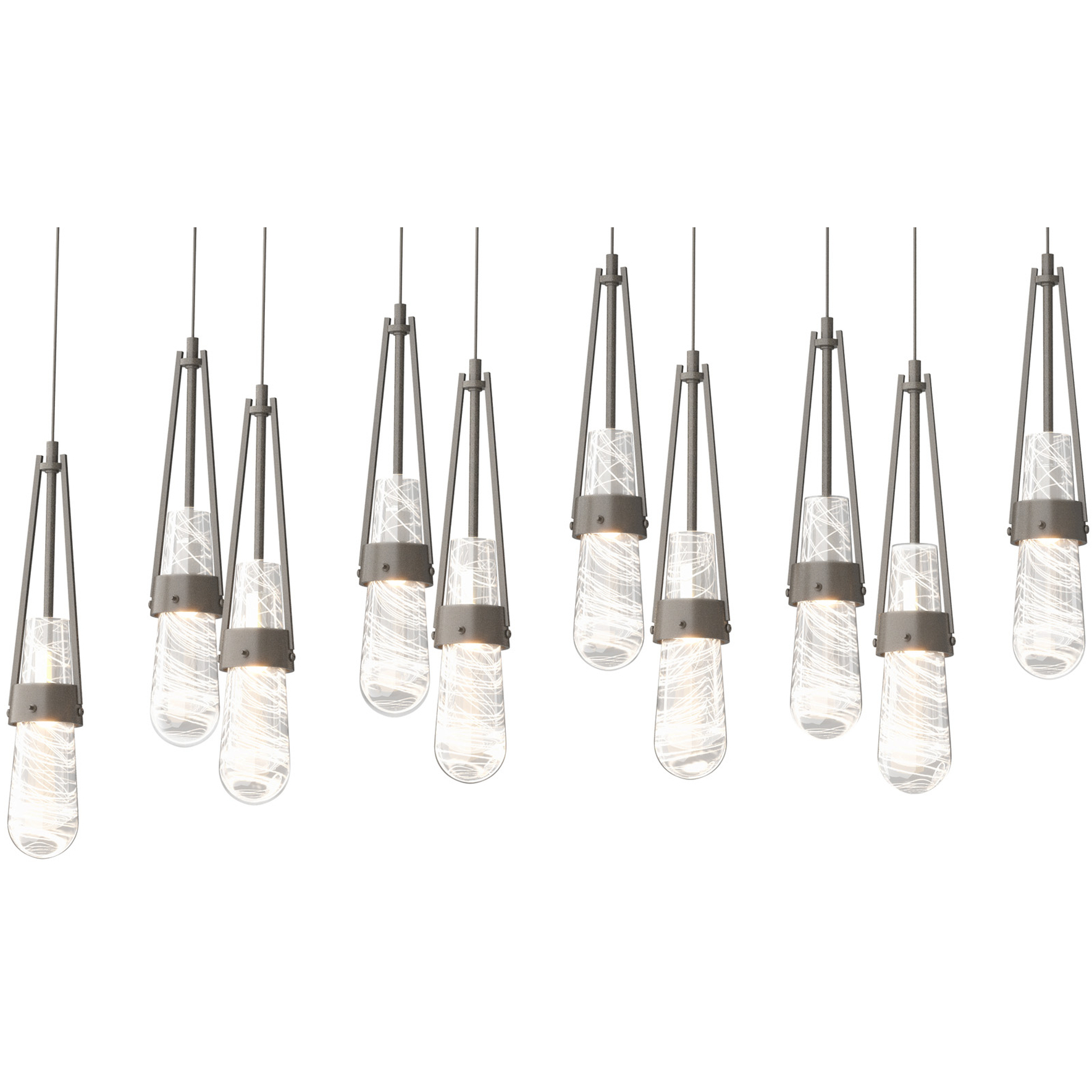 Link 10 Light 44.5 inch Dark Smoke Pendant Ceiling Light in Clear with White Threading, Long