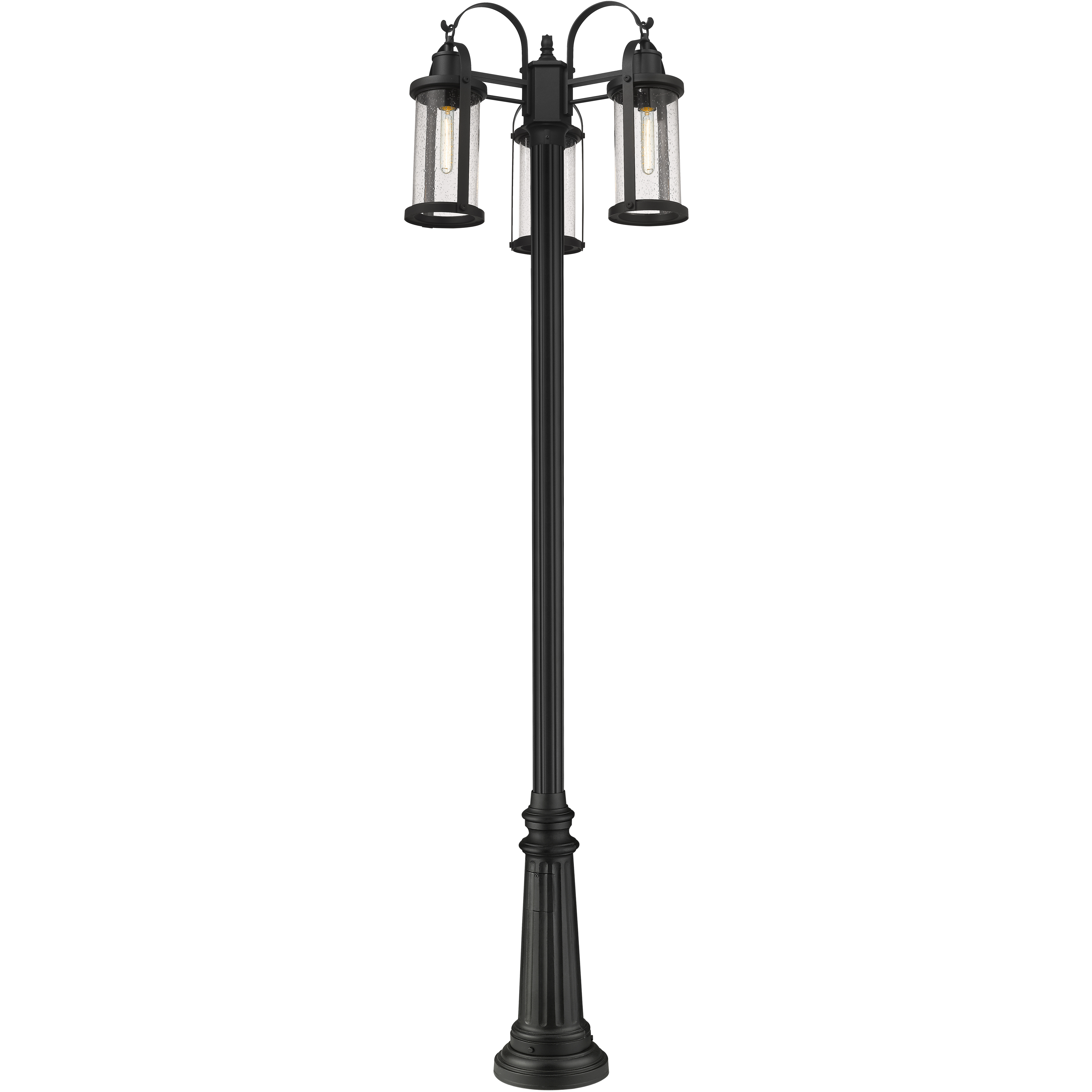 Roundhouse 3 Light 107 inch Black Outdoor Post Mounted Fixture