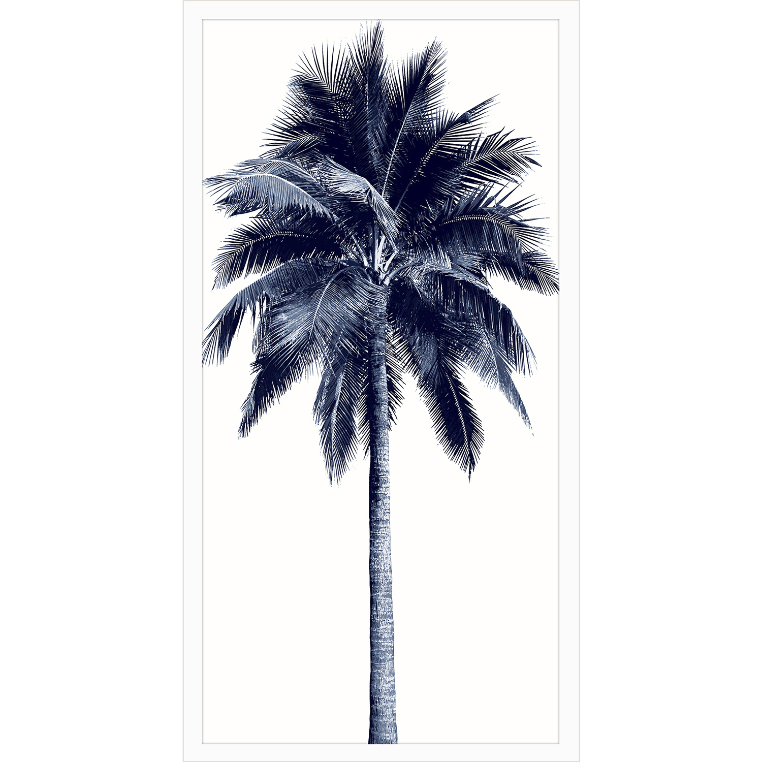 Palm Tree Blue Blue and White Framed Art