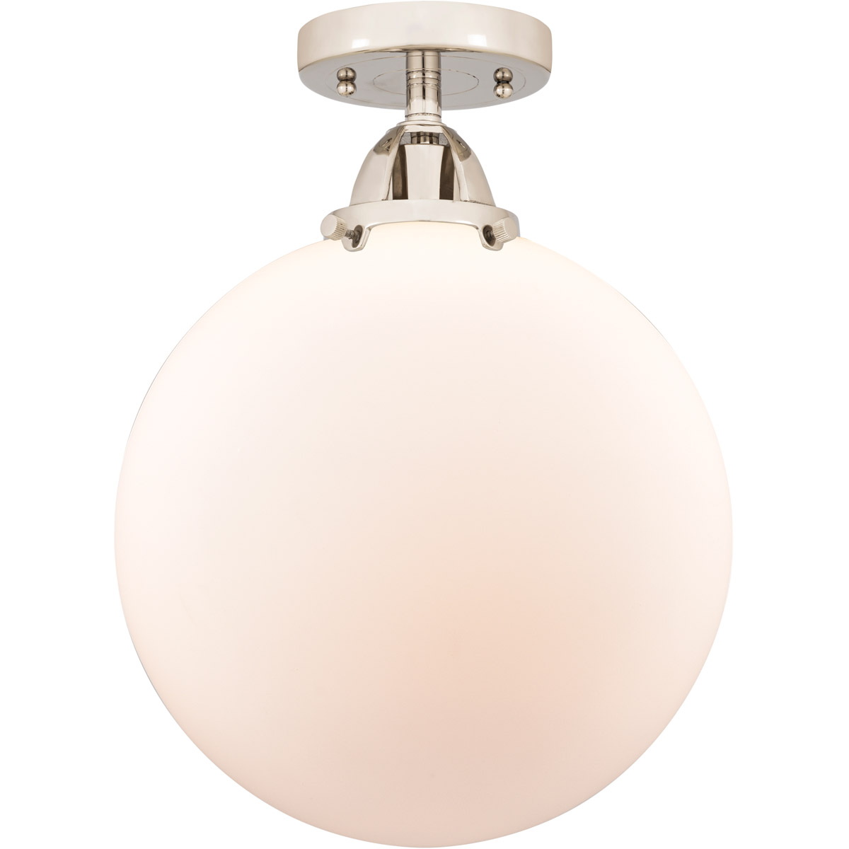 Nouveau 2 Beacon 1 Light 12 inch Polished Nickel Semi-Flush Mount Ceiling Light in Matte White Glass