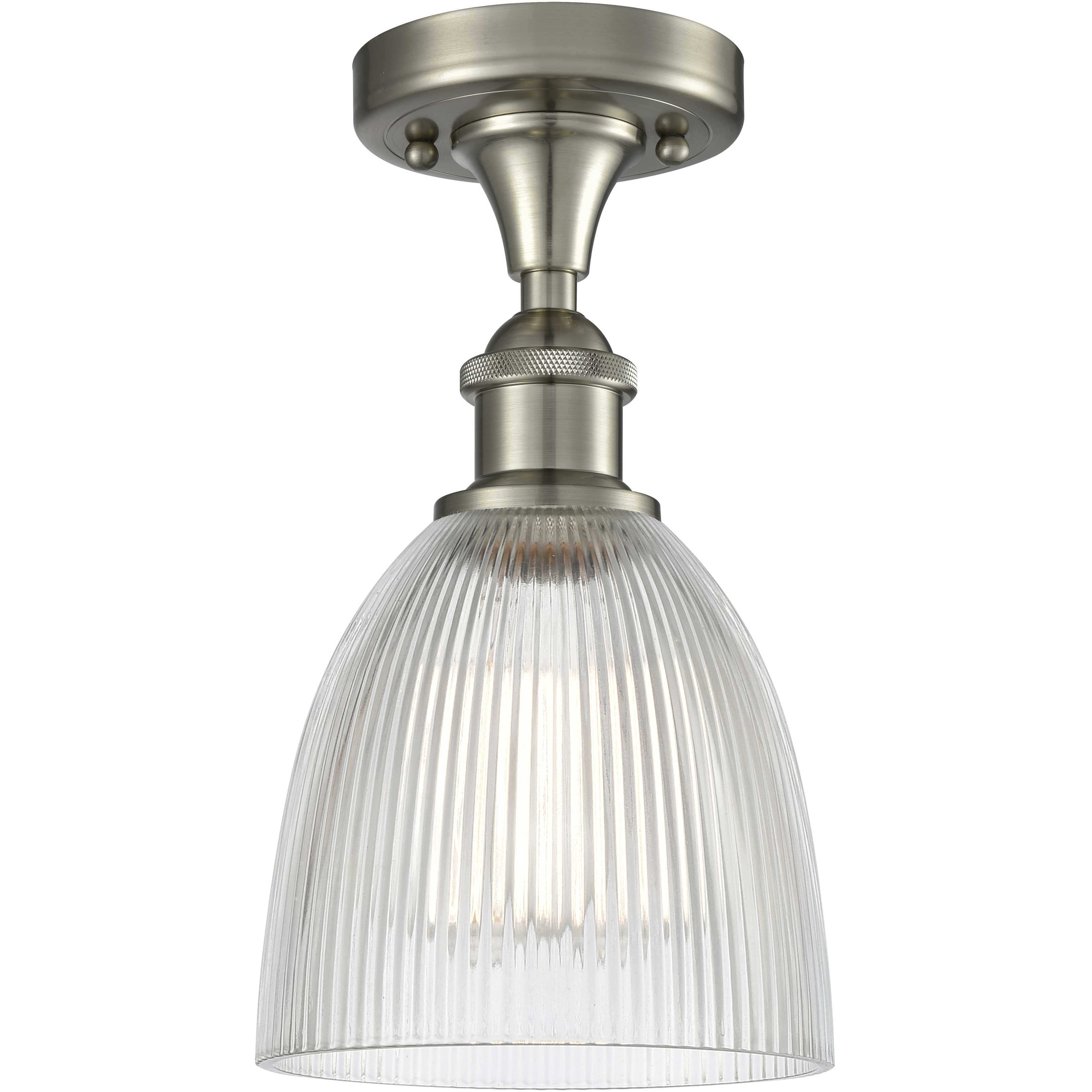 Edison Castile 1 Light 6 inch Brushed Satin Nickel Flush Mount Ceiling Light in Clear Glass