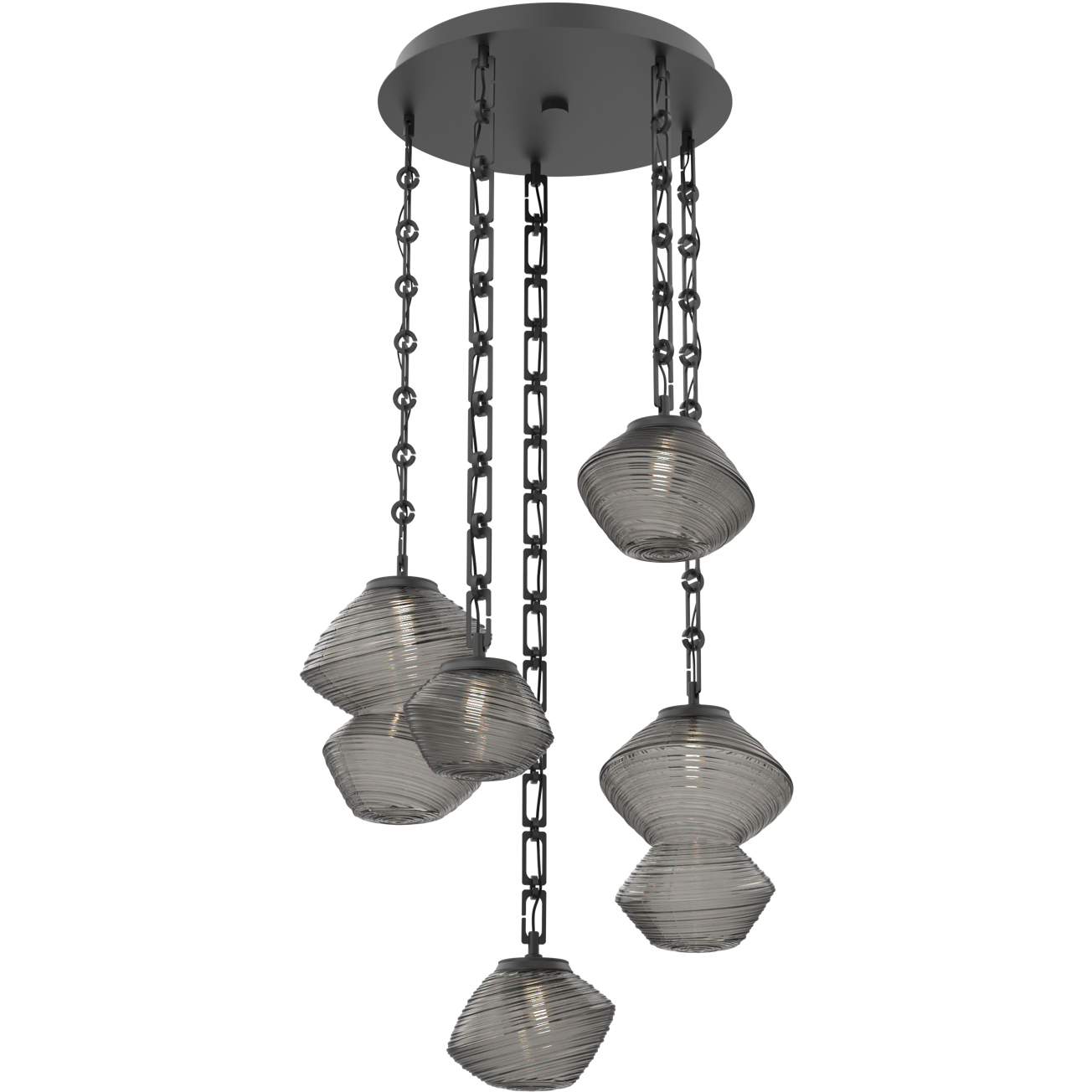 Mesa LED 22.9 inch Matte Black Multi-Pendant Ceiling Light in 3000K LED, Smoke, Rectangular Chain