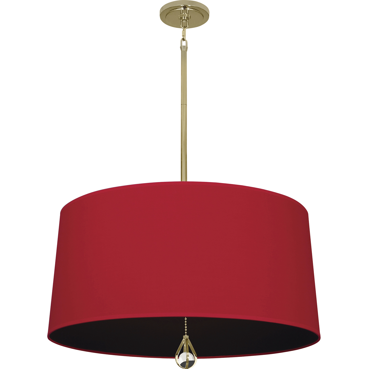 Williamsburg Custis 3 Light 25.5 inch Modern Brass Pendant Ceiling Light in Richmond Red With Blacksmith Black