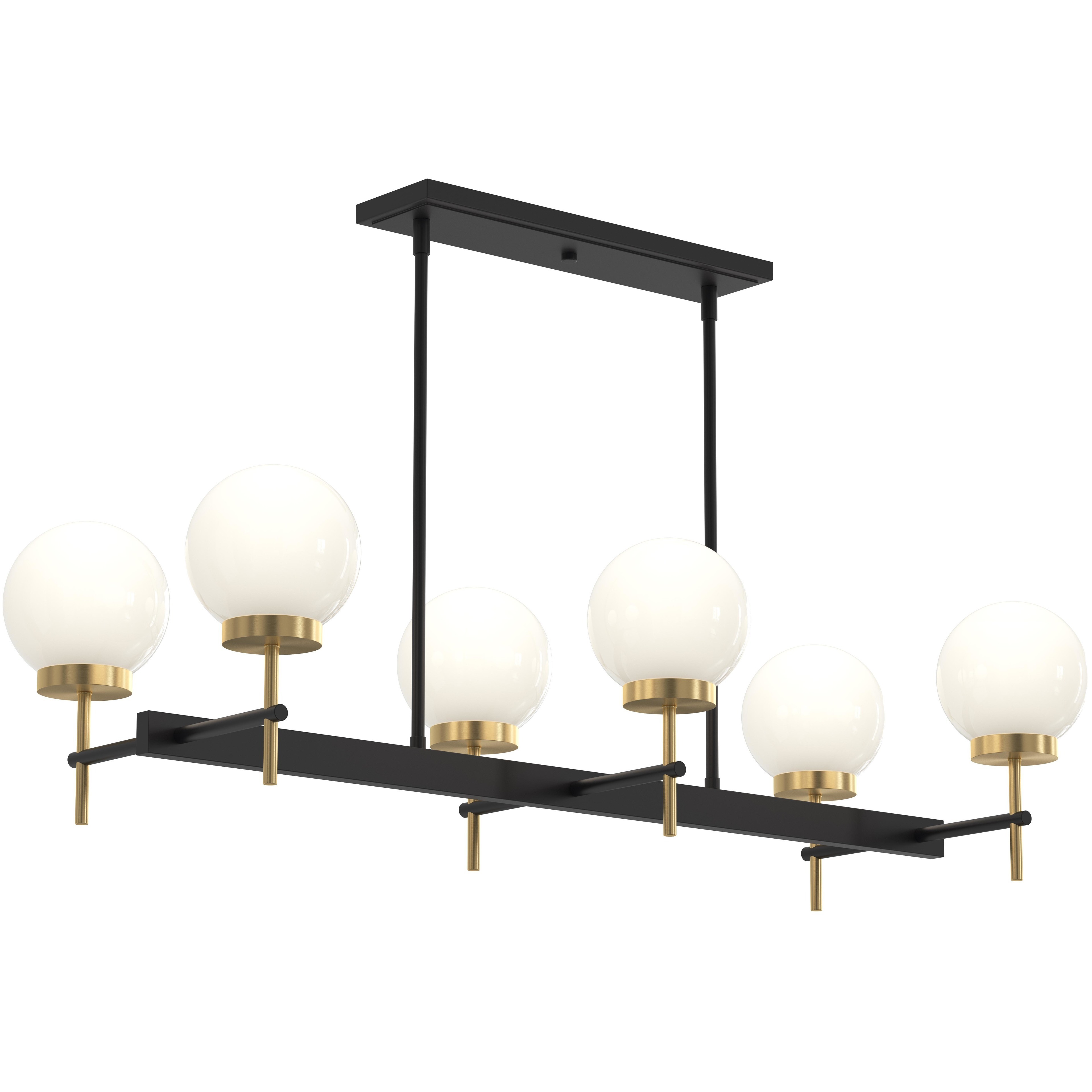Rigsby 6 Light 43.75 inch Matte Black and Brushed Gold Linear Chandelier Ceiling Light