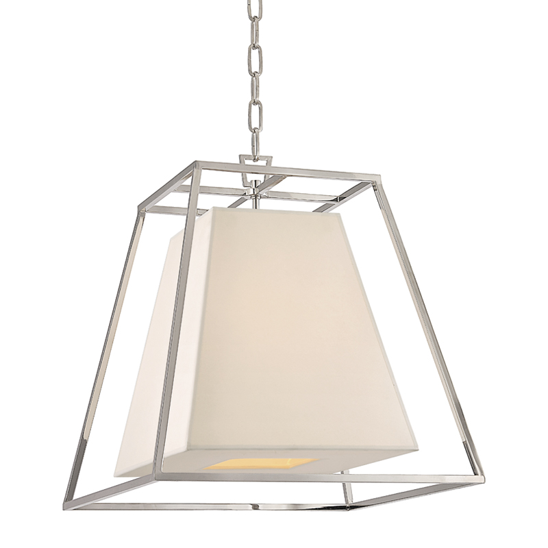 Kyle 4 Light 17 inch Polished Nickel Pendant Ceiling Light in White Faux Silk