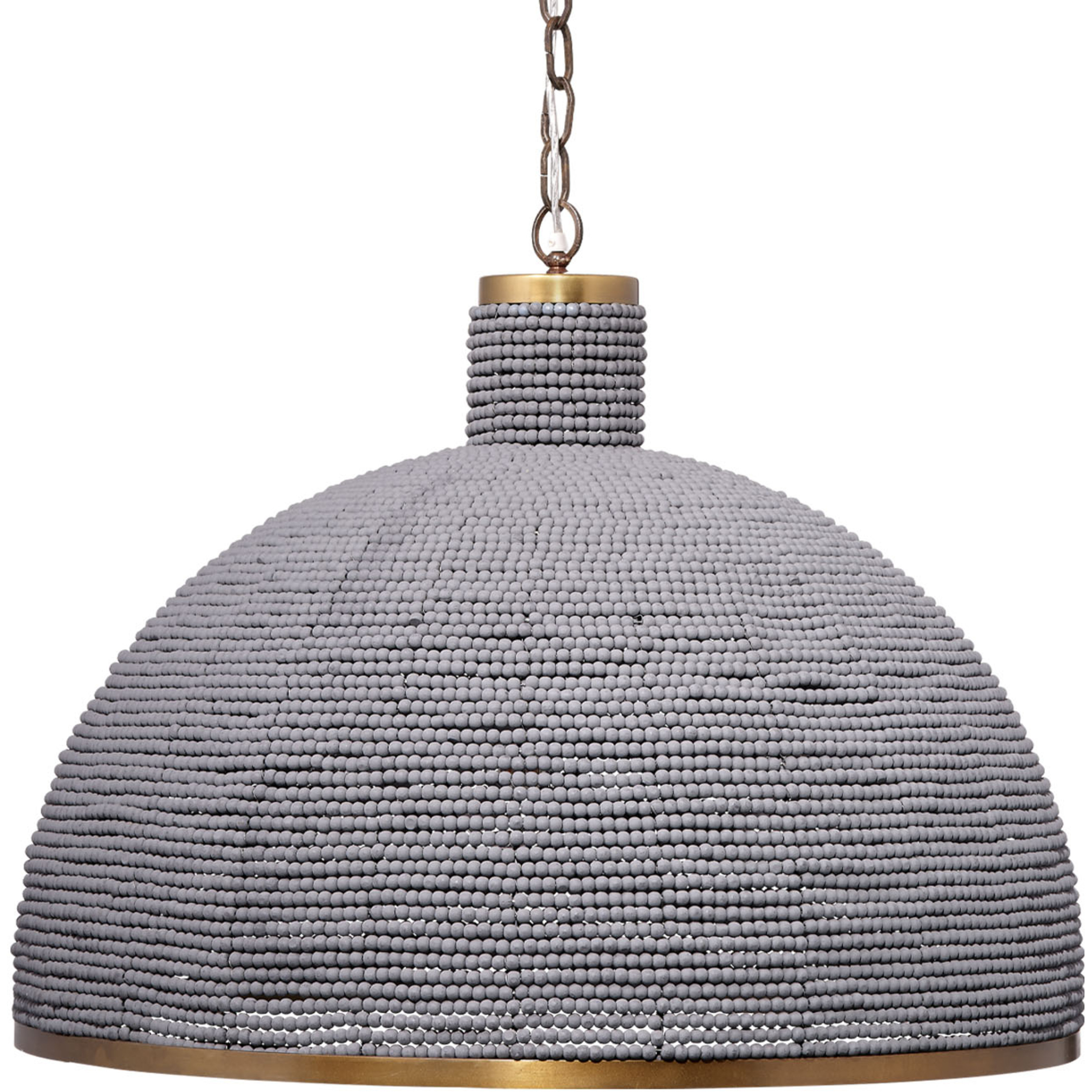 Big 3 Light 31 inch Slate Blue Wood Beads and Antique Brass Chandelier Ceiling Light