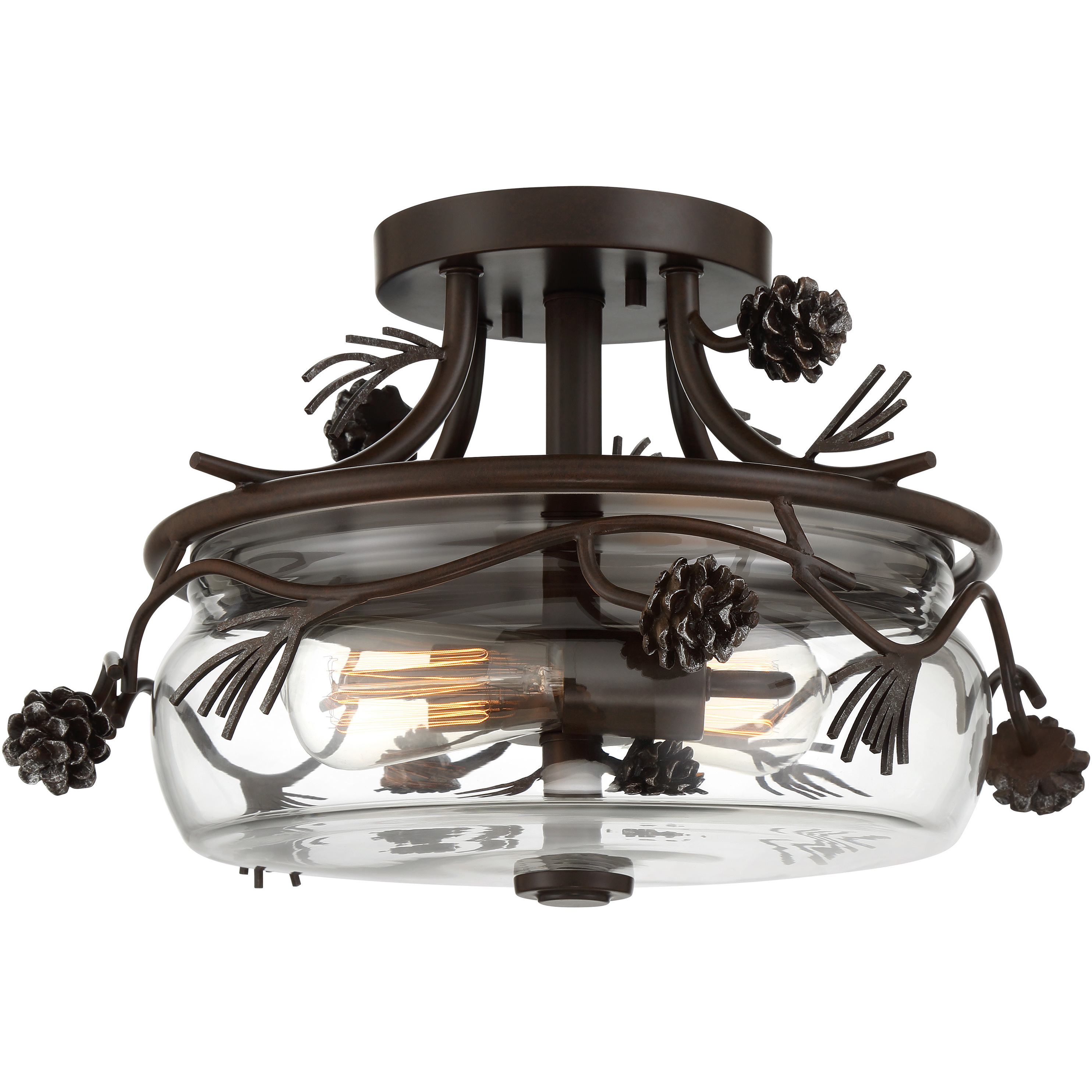 Ponderosa Ridge 2 Light 16 inch Weathered Spruce/Silver Highlights Semi Flush Ceiling Light