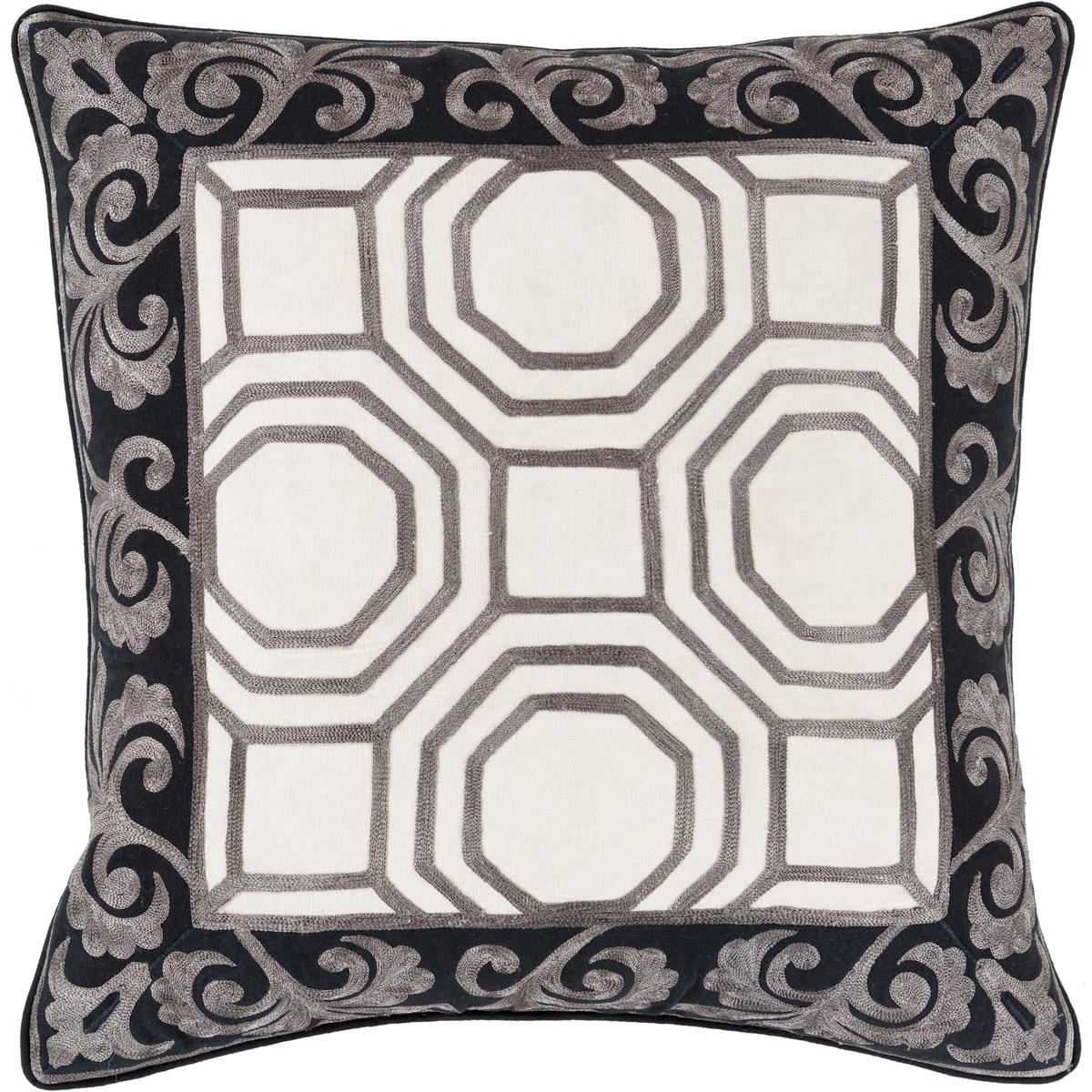 Bel Ami 20 inch Black, Beige, Dark Brown Pillow Kit