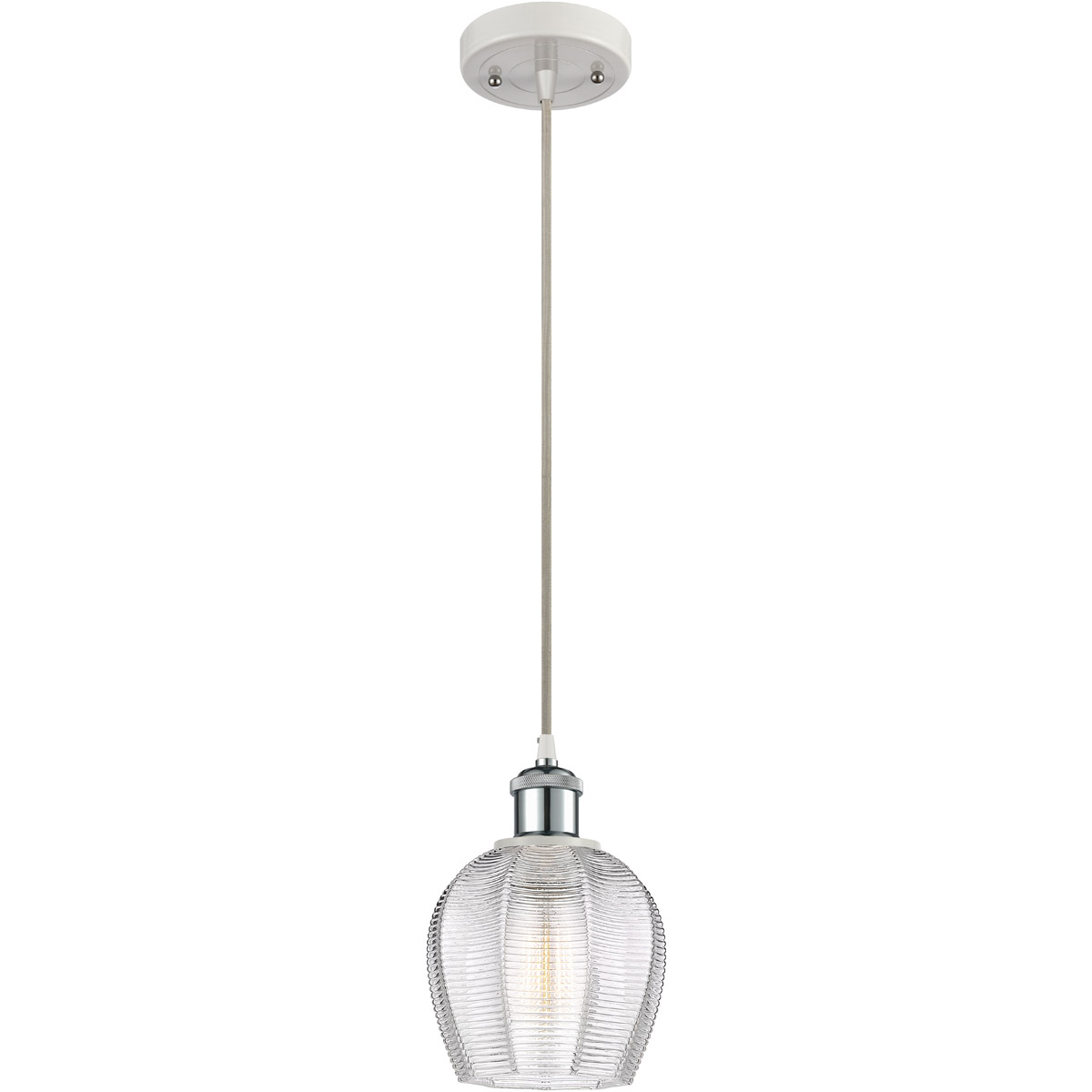 Ballston Norfolk LED 6 inch White and Polished Chrome Mini Pendant Ceiling Light in Clear Glass