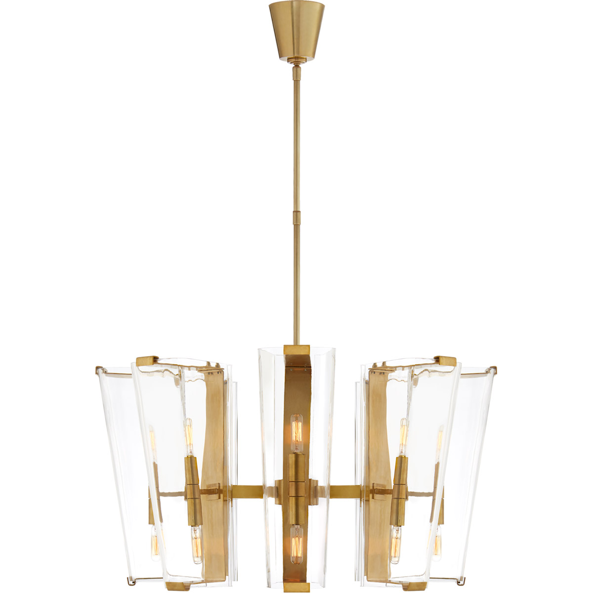 AERIN Alpine 16 Light 30.25 inch Hand-Rubbed Antique Brass Chandelier Ceiling Light in Clear Glass, Medium