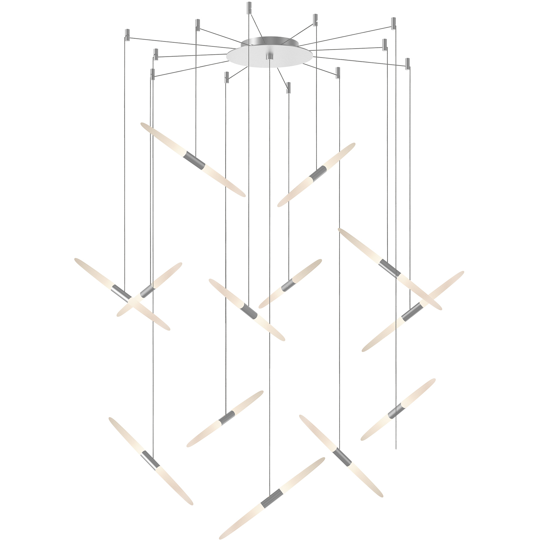 Ballet LED 27.25 inch Bright Satin Aluminum Chandelier Ceiling Light in Add 20 ft. Cord