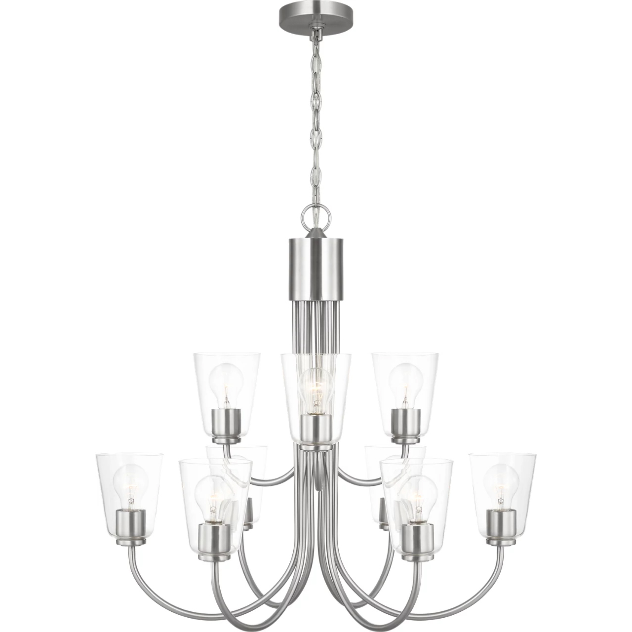 Miles 9 Light 29 inch Brushed Nickel Chandelier Ceiling Light