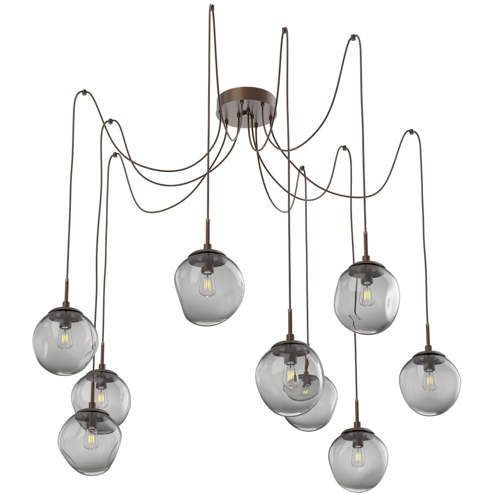 Aster 9 Light 18.7 inch Burnished Bronze Swag Multi-Pendant Ceiling Light in Smoke