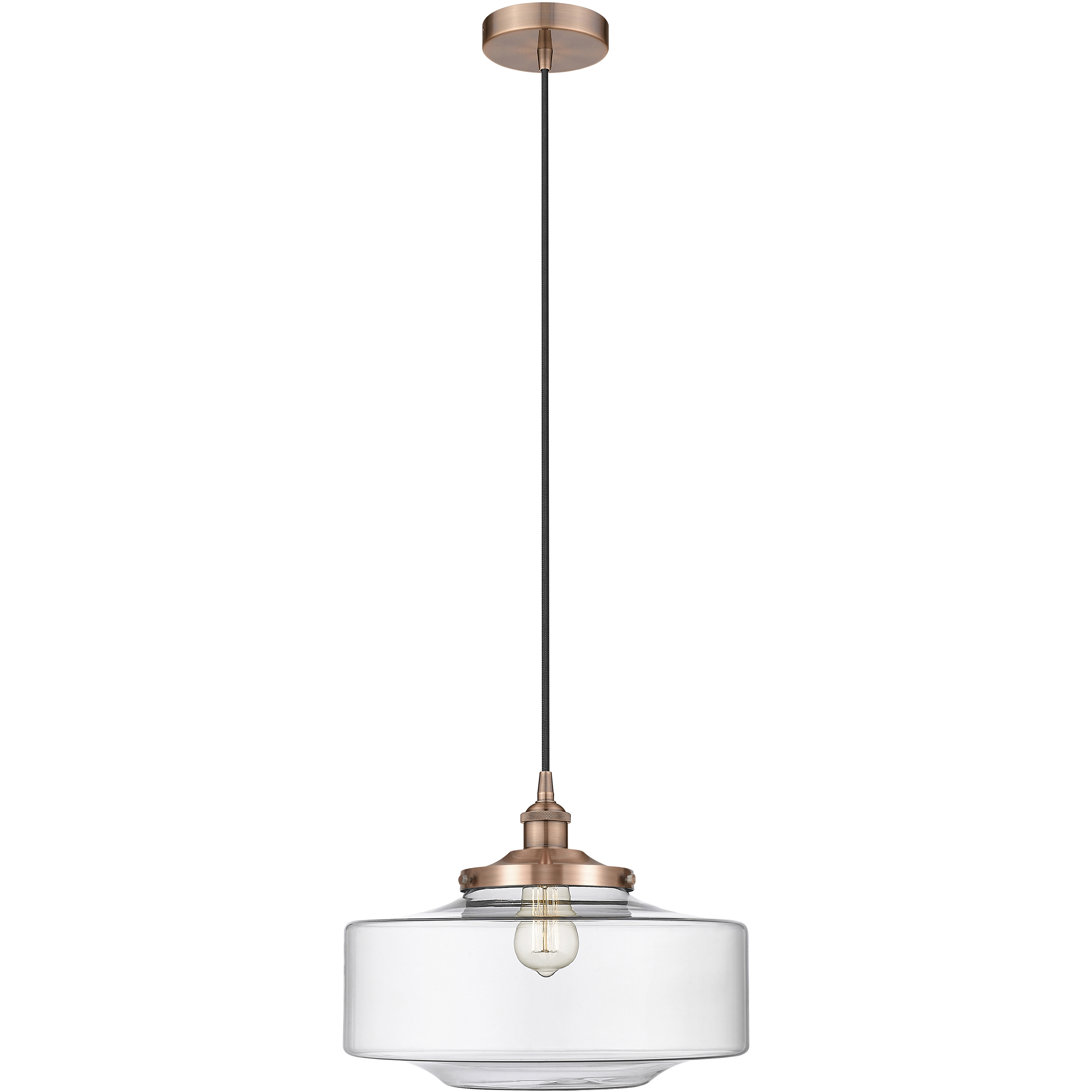 Bridgeton 1 Light 16 inch Antique Copper Mini Pendant Ceiling Light in Clear Glass