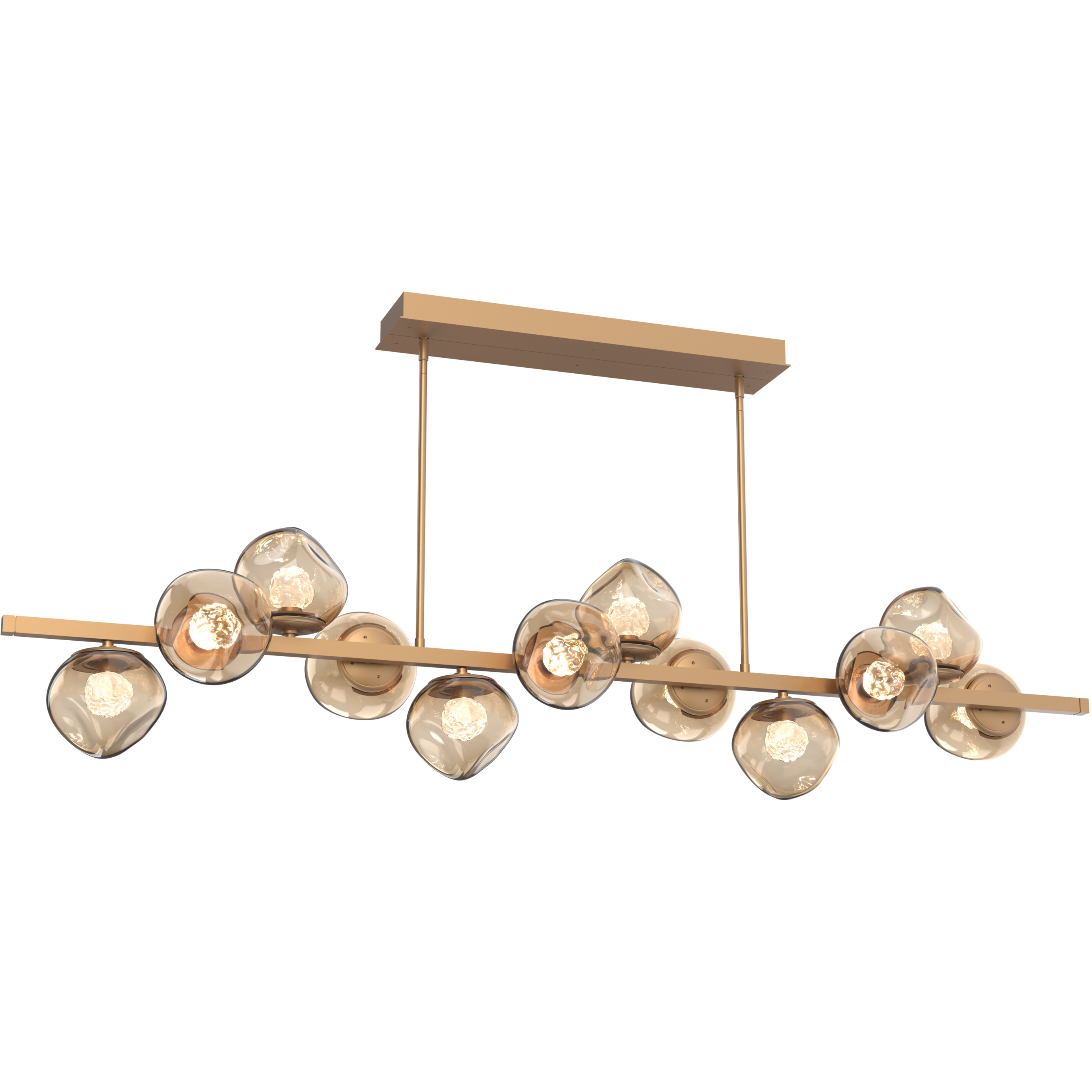 Luna LED 72 inch Novel Brass Chandelier Ceiling Light in 3000K LED, Floret Inner - Bronze Outer, Twisted Branch