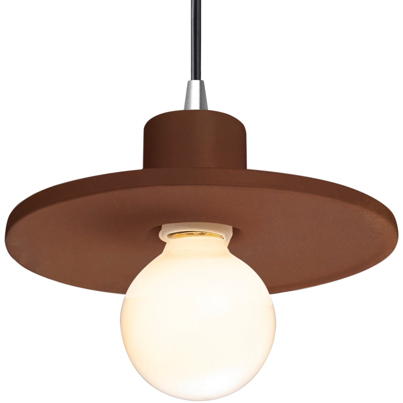 Radiance Collection 1 Light 8 inch Real Rust Pendant Ceiling Light in Black Cord, Polished Chrome