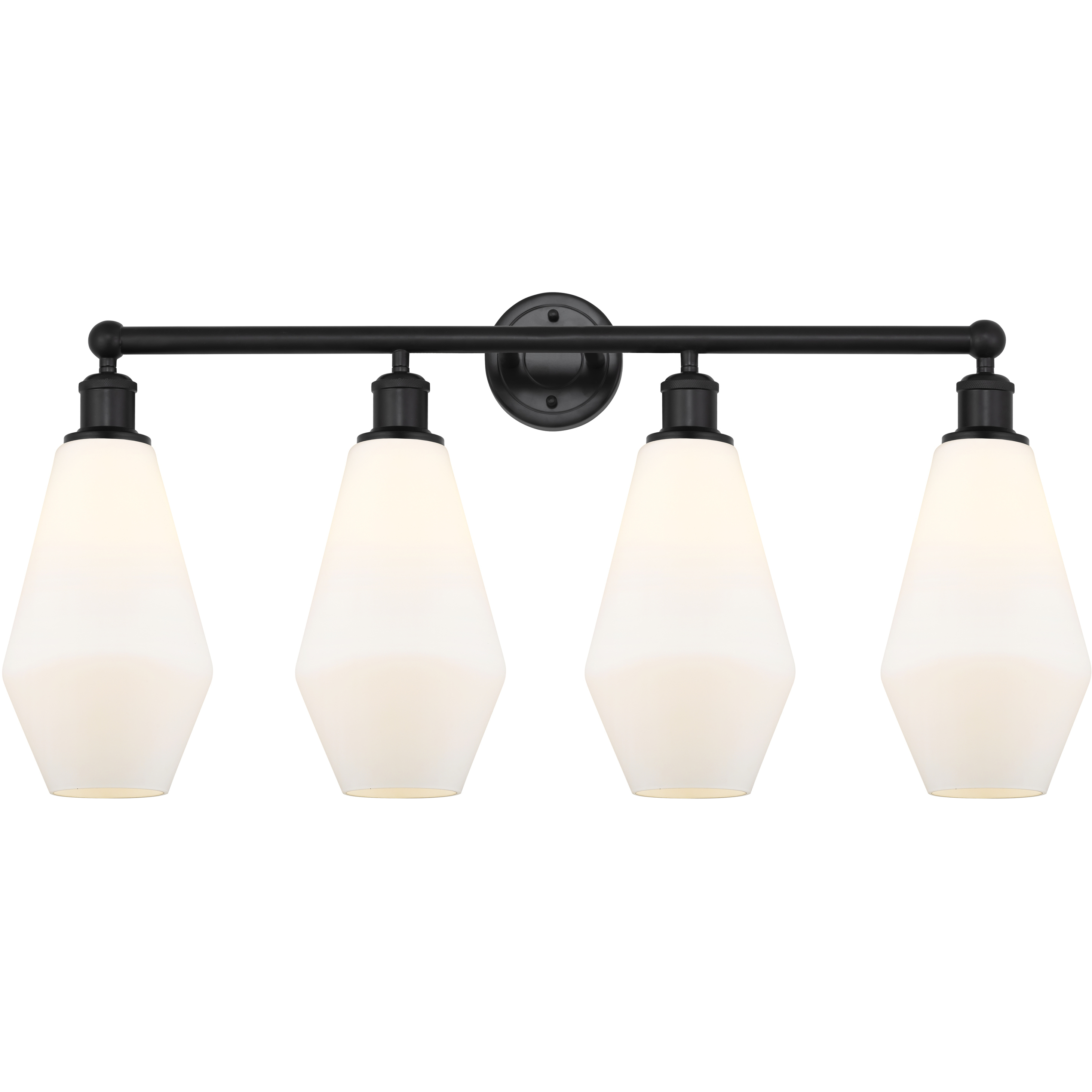 Cindyrella 4 Light 34 inch Matte Black Bath Vanity Light Wall Light in Matte White Glass