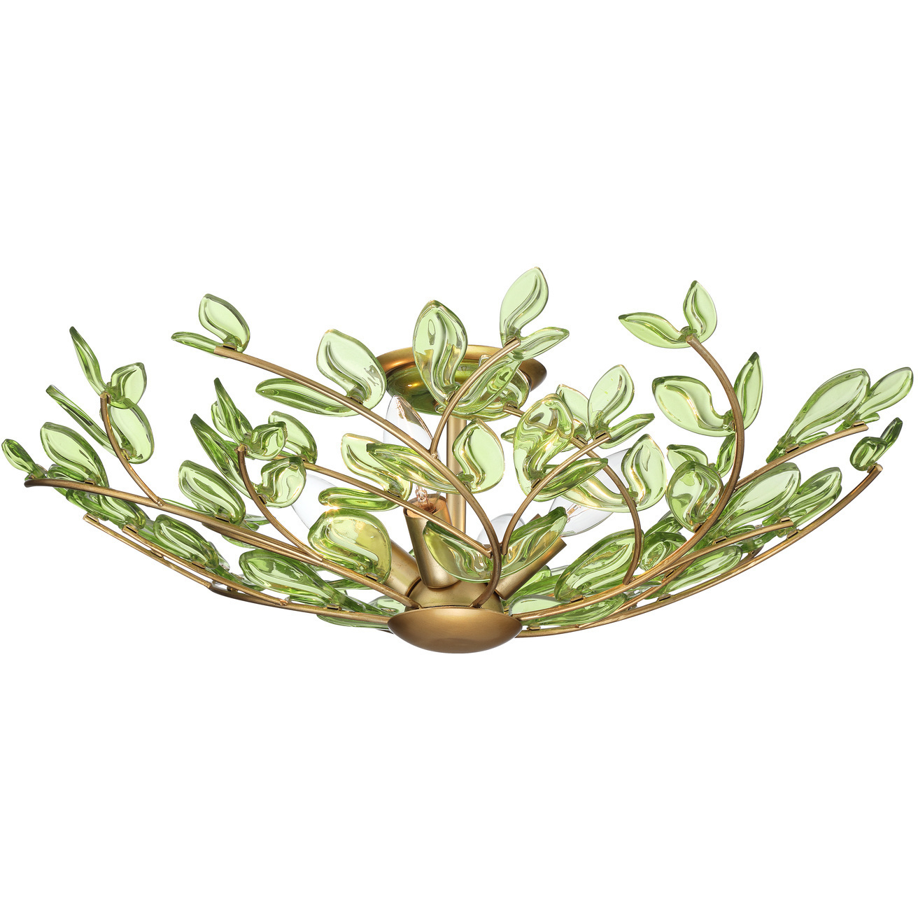 Bridget 4 Light 21.25 inch Soft Gold Semi Flush Ceiling Light in Green