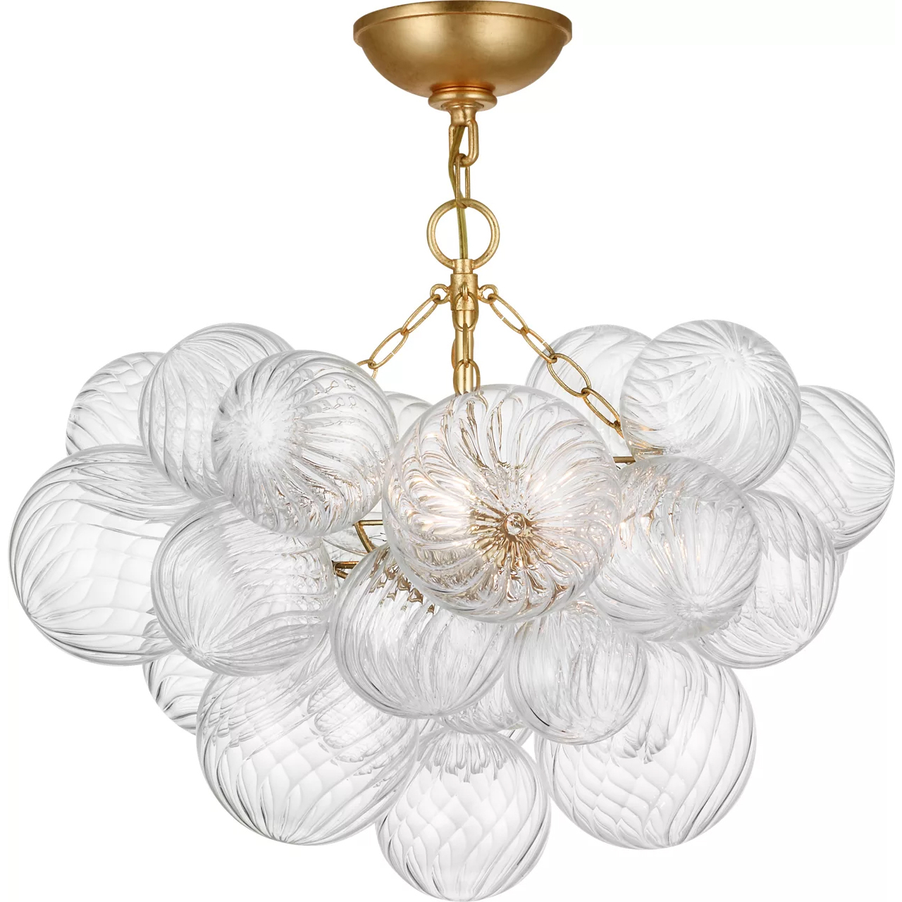 Julie Neill Talia LED 24 inch Gild and Clear Swirled Glass Semi-Flush Mount Ceiling Light, Small