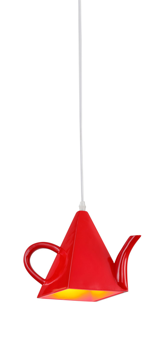 Du Series 5.9 inch Red Pendant Ceiling Light, Teapot