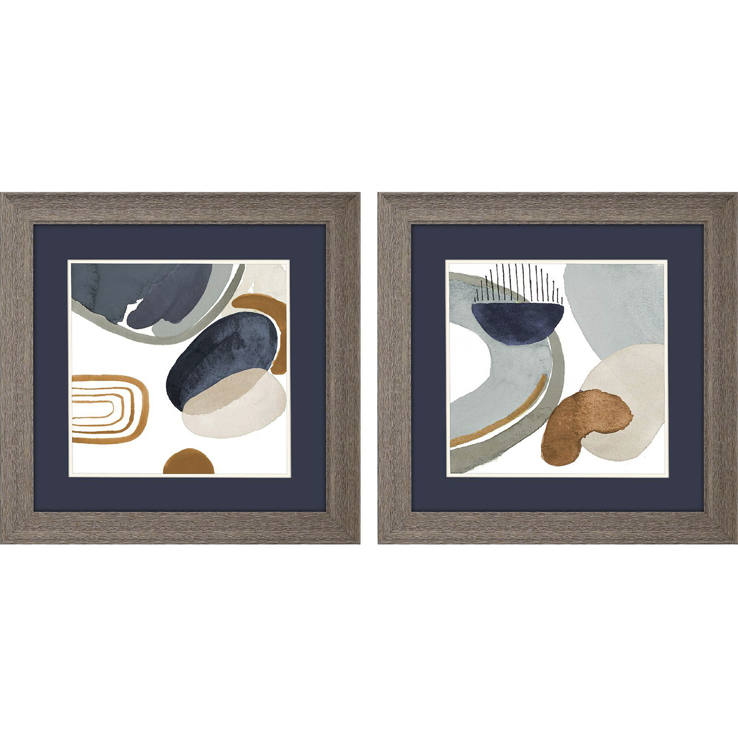 Abstract Blue and Orange and Gray Framed Art, Propac