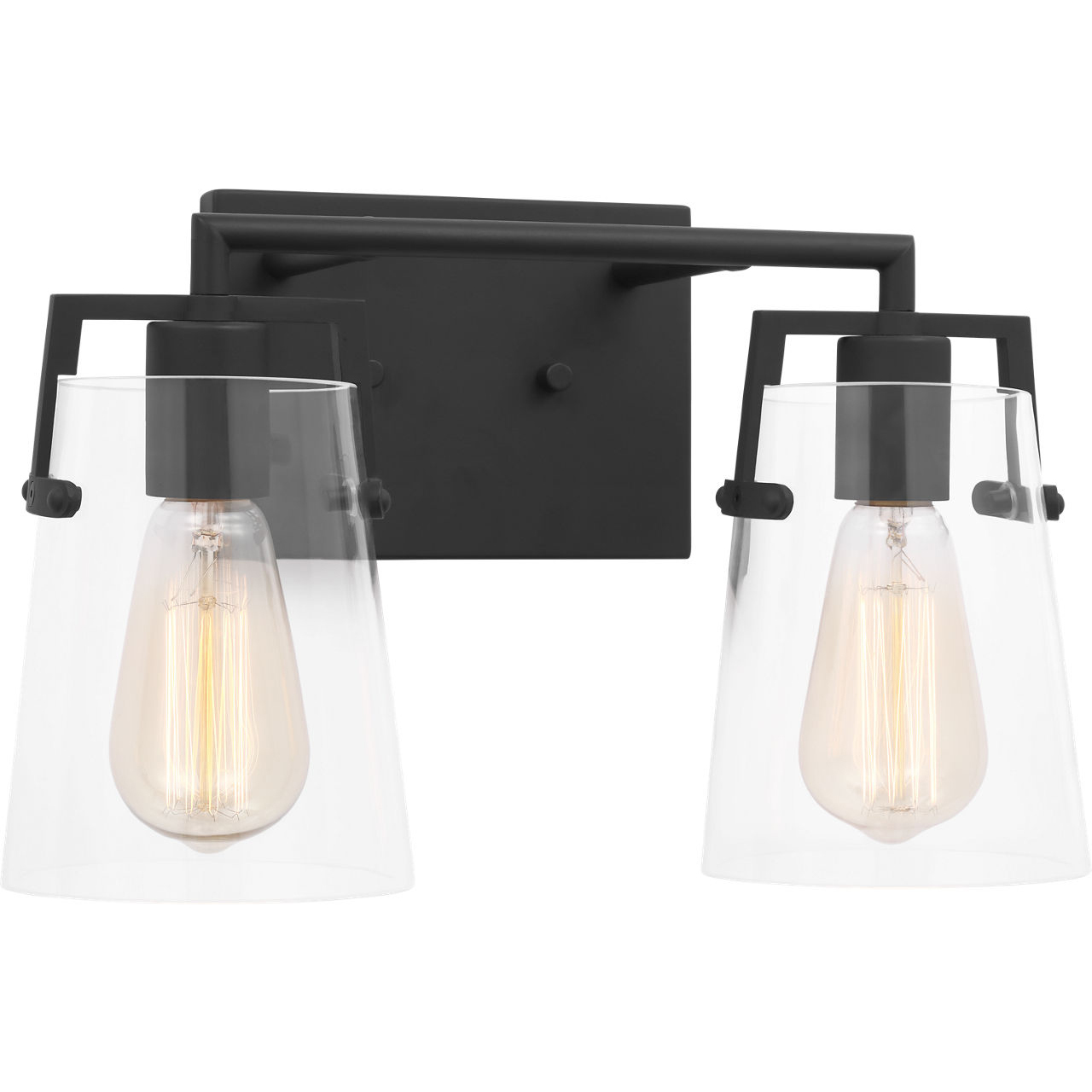 Drew & Jonathan Crofton 2 Light 14.63 inch Midnight Black Wall Bath Fixture Wall Light in Clear Glass