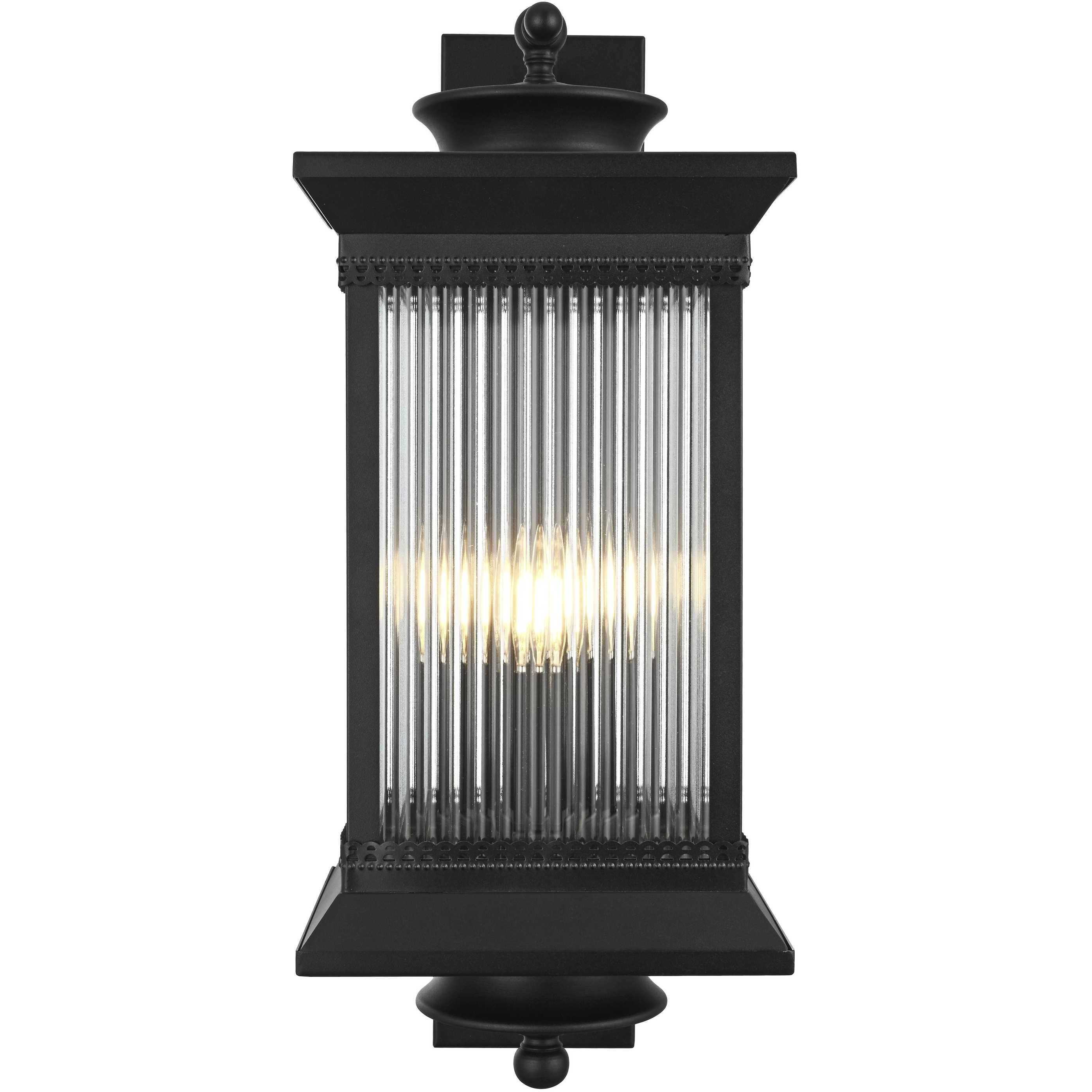 Collins 3 Light 23.5 inch Black Outdoor Wall Sconce