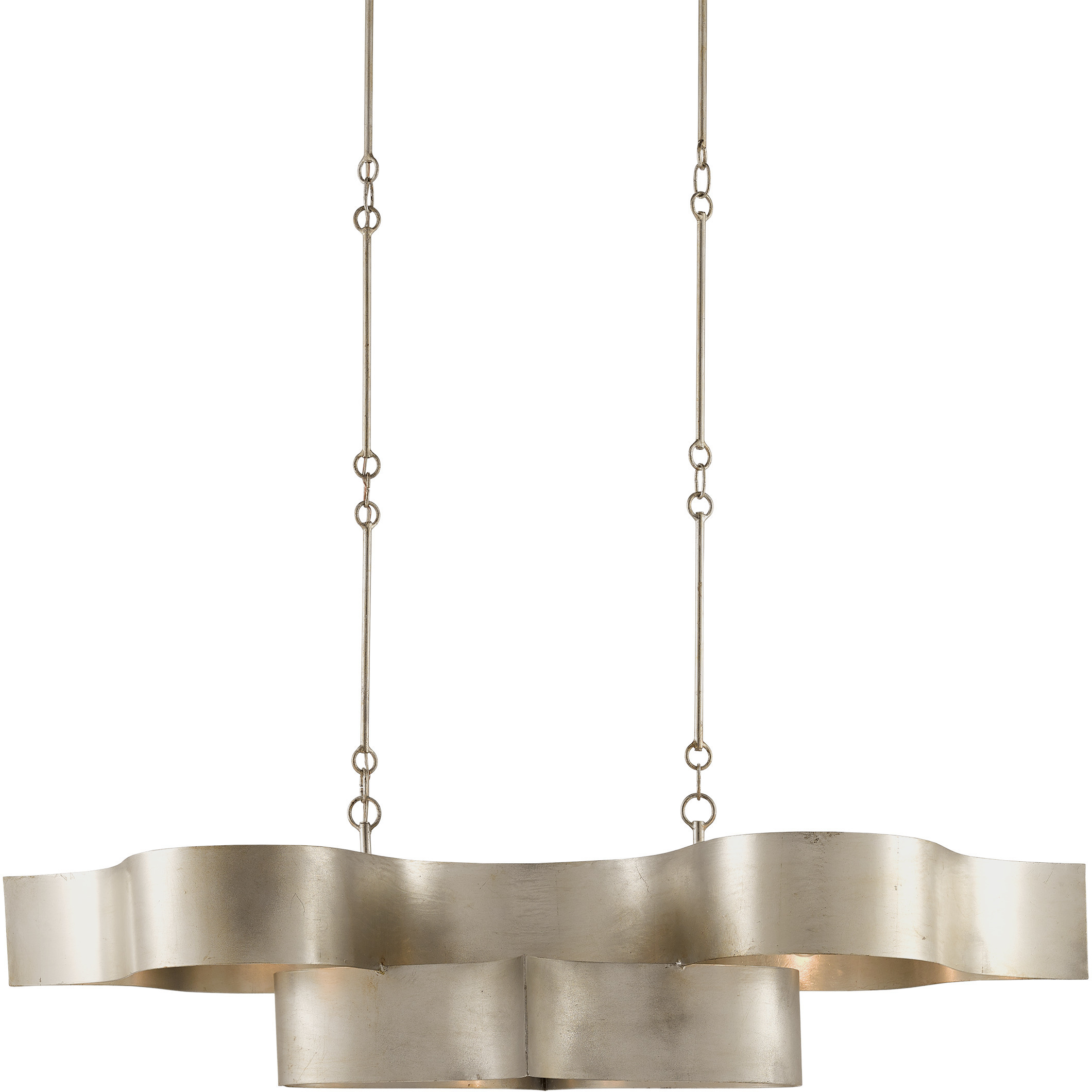 Grand Lotus 6 Light 50.5 inch Contemporary Silver Leaf Chandelier Ceiling Light