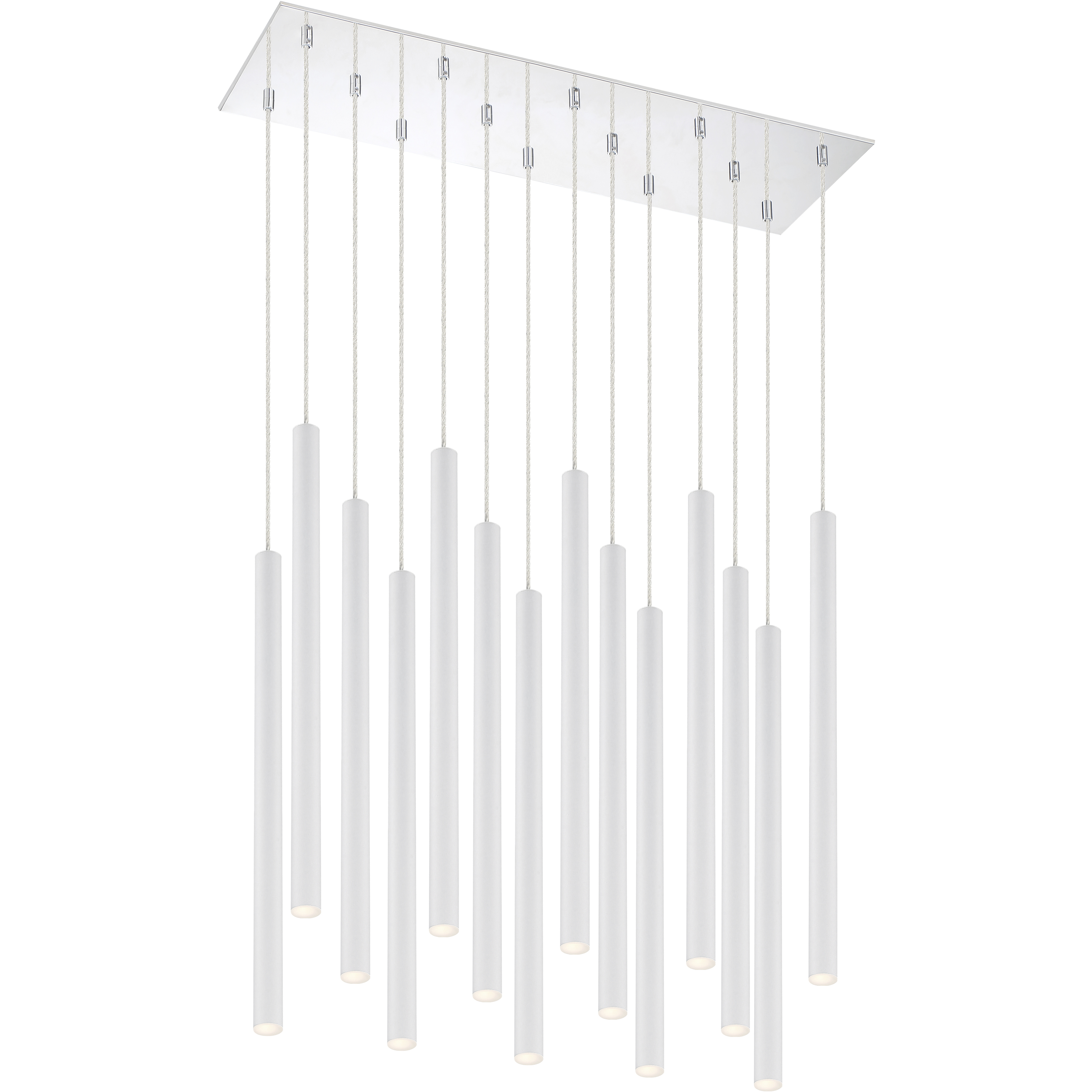 Forest LED 9.75 inch Chrome Chandelier Ceiling Light in Matte White Steel